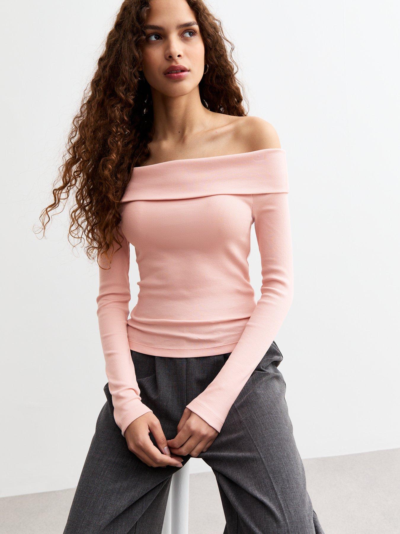 new-look-ribbed-foldover-bardot-top-pink