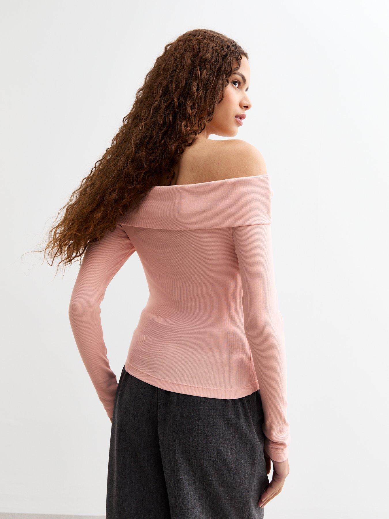 new-look-ribbed-foldover-bardot-top-pinkstillFront