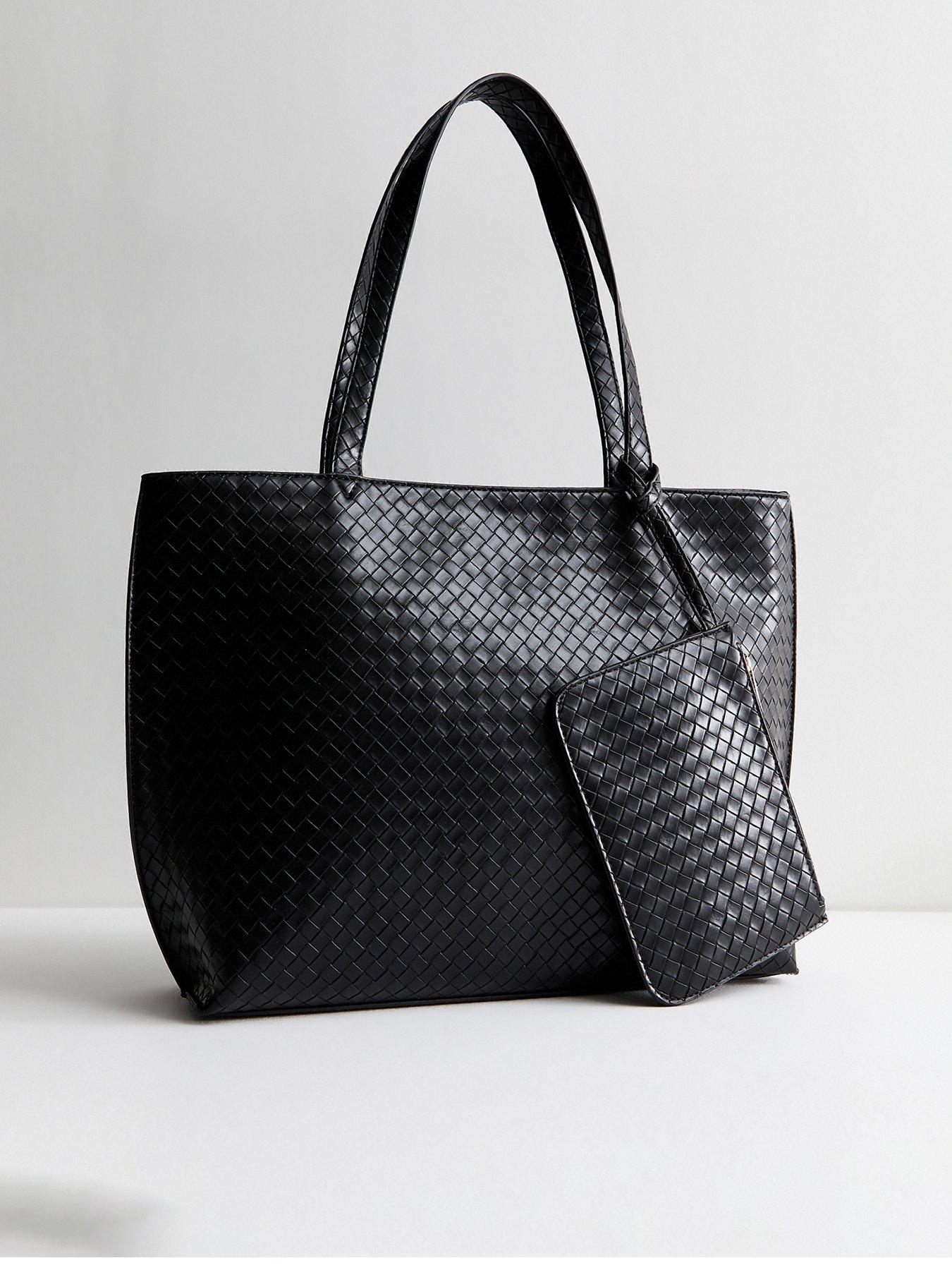 new-look-black-leather-look-woven-tote-bag-and-pouch