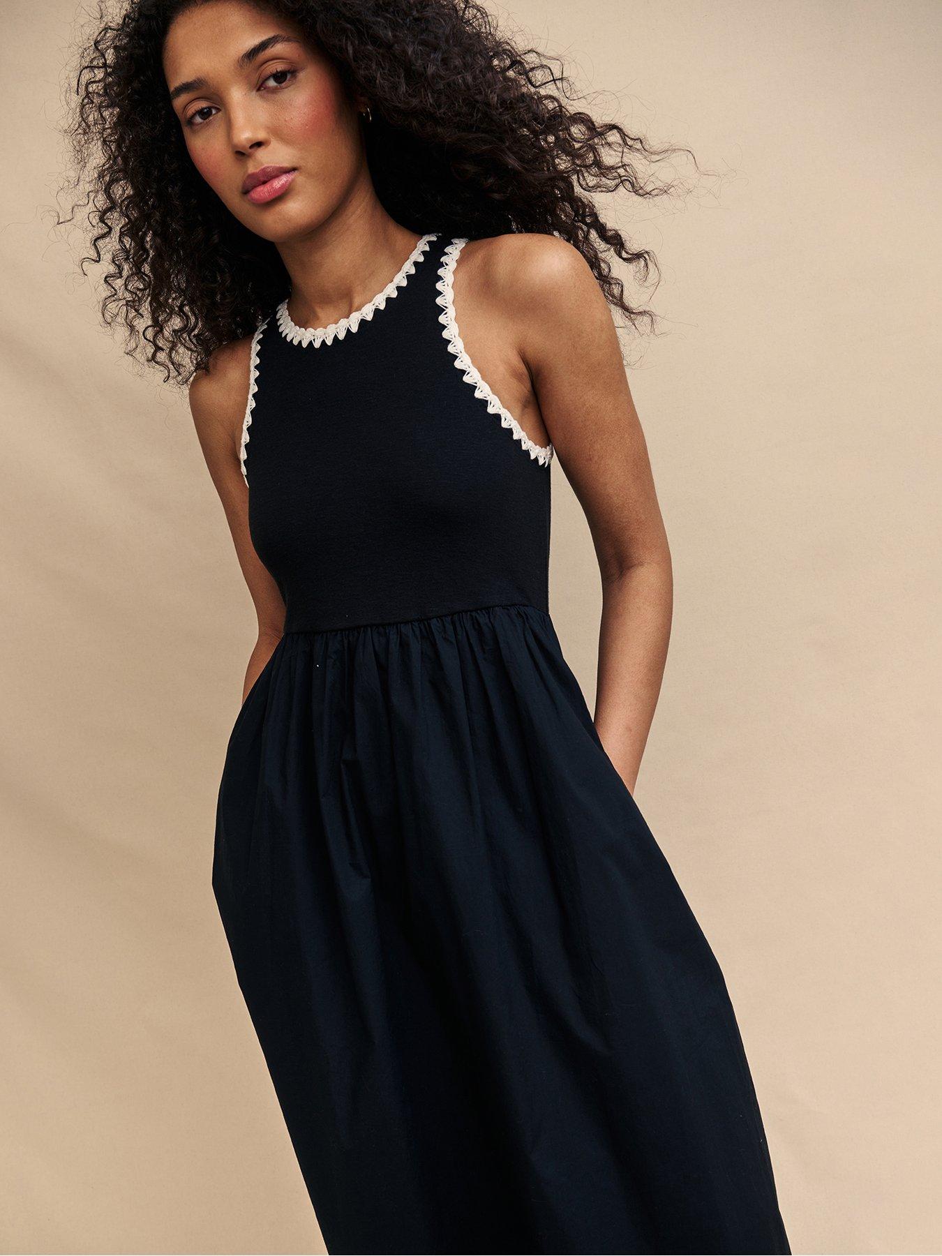 nobodys-child-contrast-trim-sleeveless-midi-dress-blackdetail