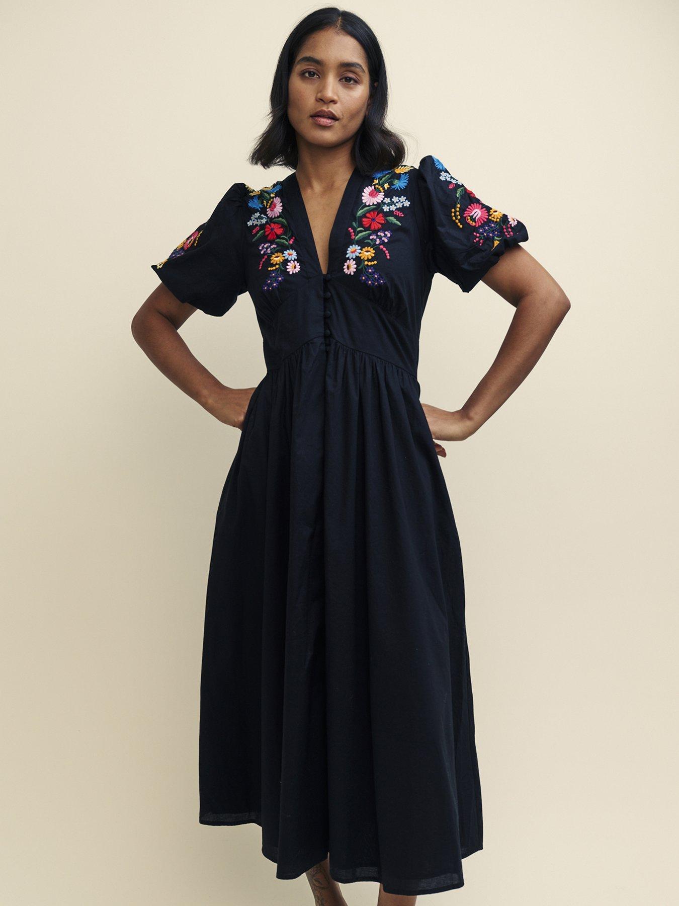 nobodys-child-embroidered-short-sleeve-midi-dress-blackoutfit