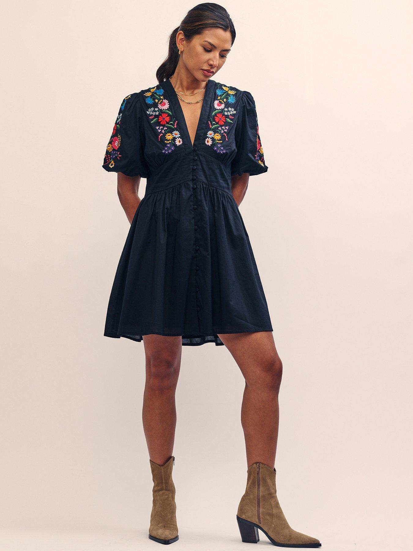 nobodys-child-embroidered-short-sleeve-mini-dress-blackback