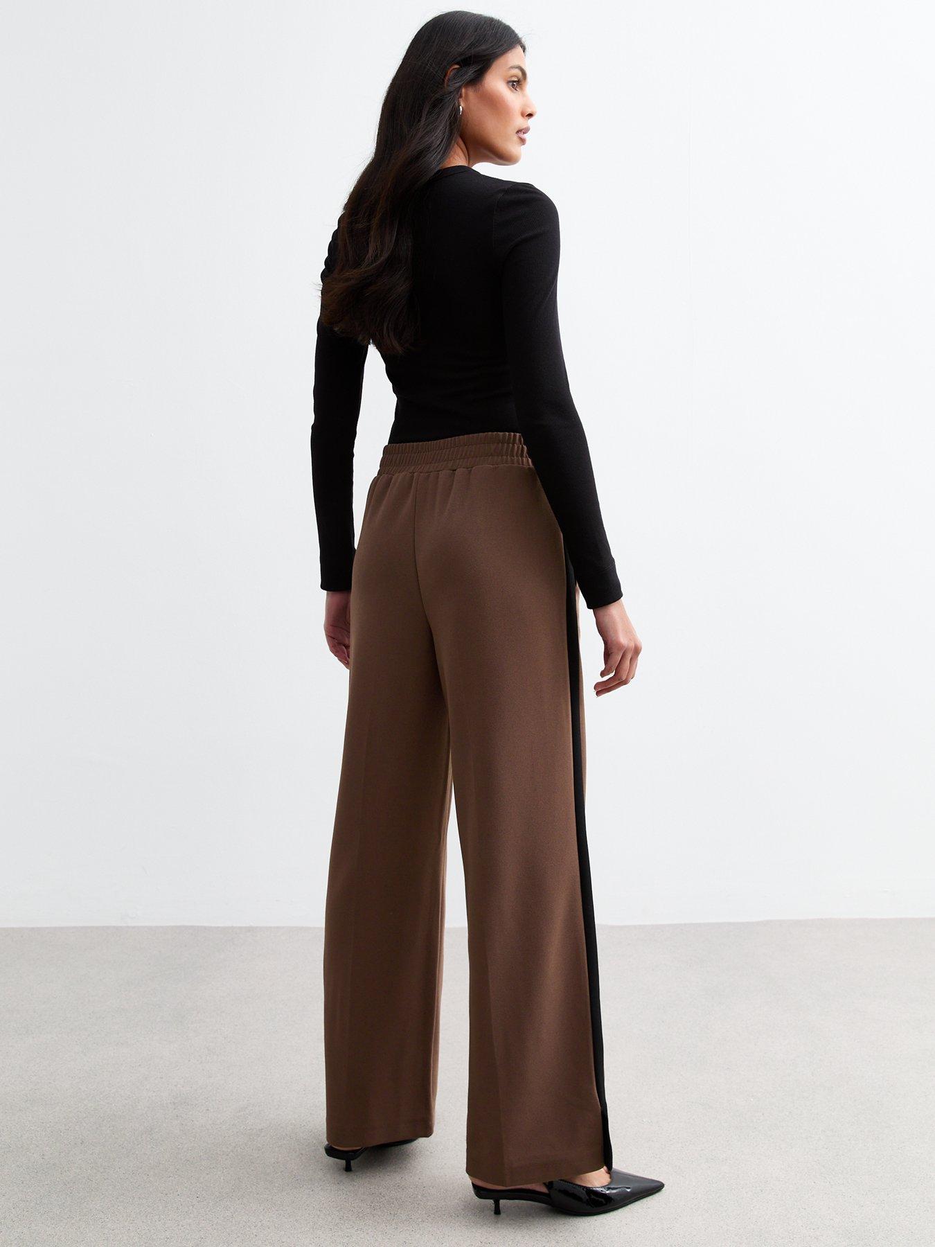 new-look-stripe-trimmed-tailored-wide-leg-joggers-brownstillFront