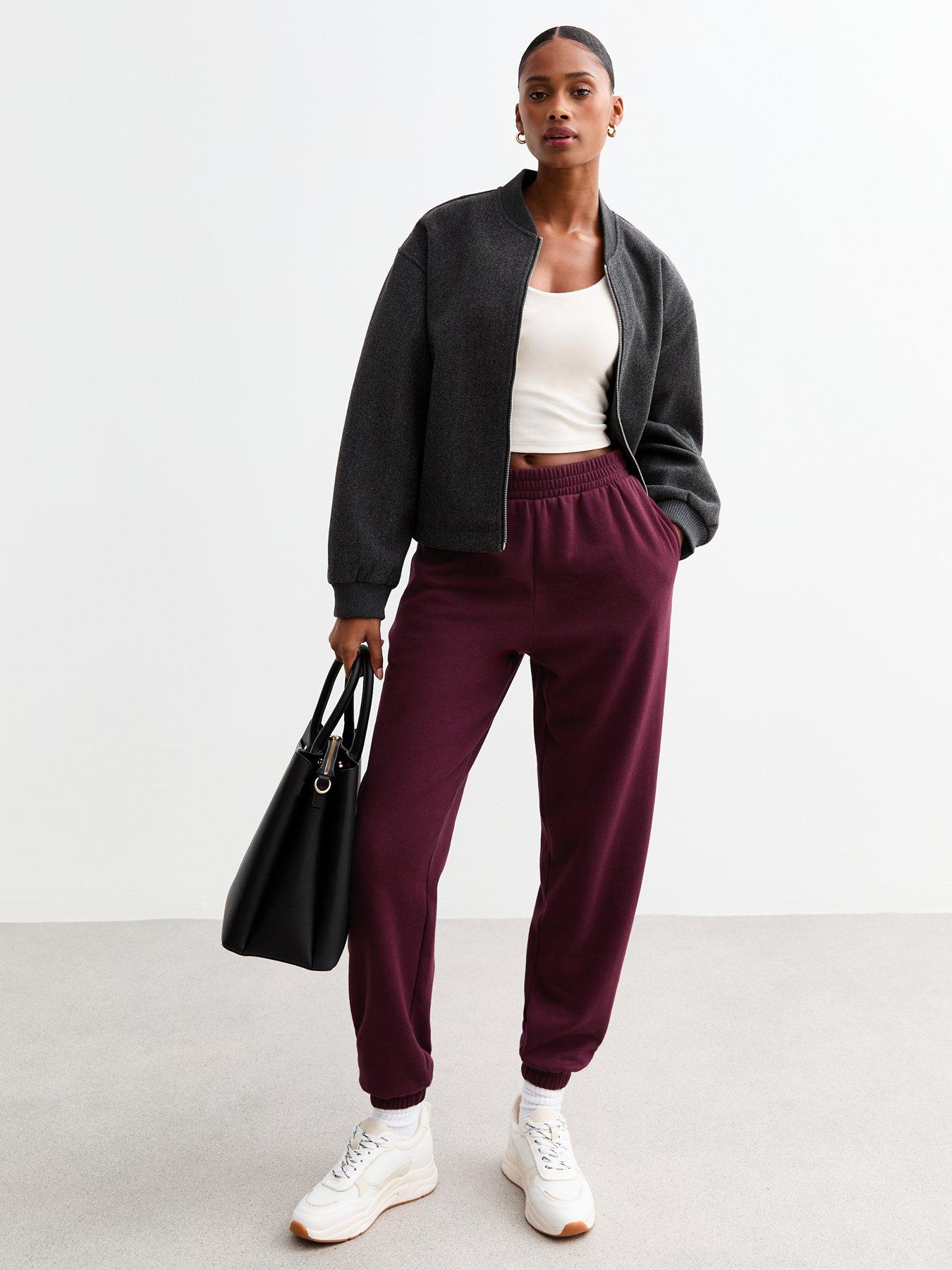 new-look-elasticated-waist-cuffed-joggers-burgundy