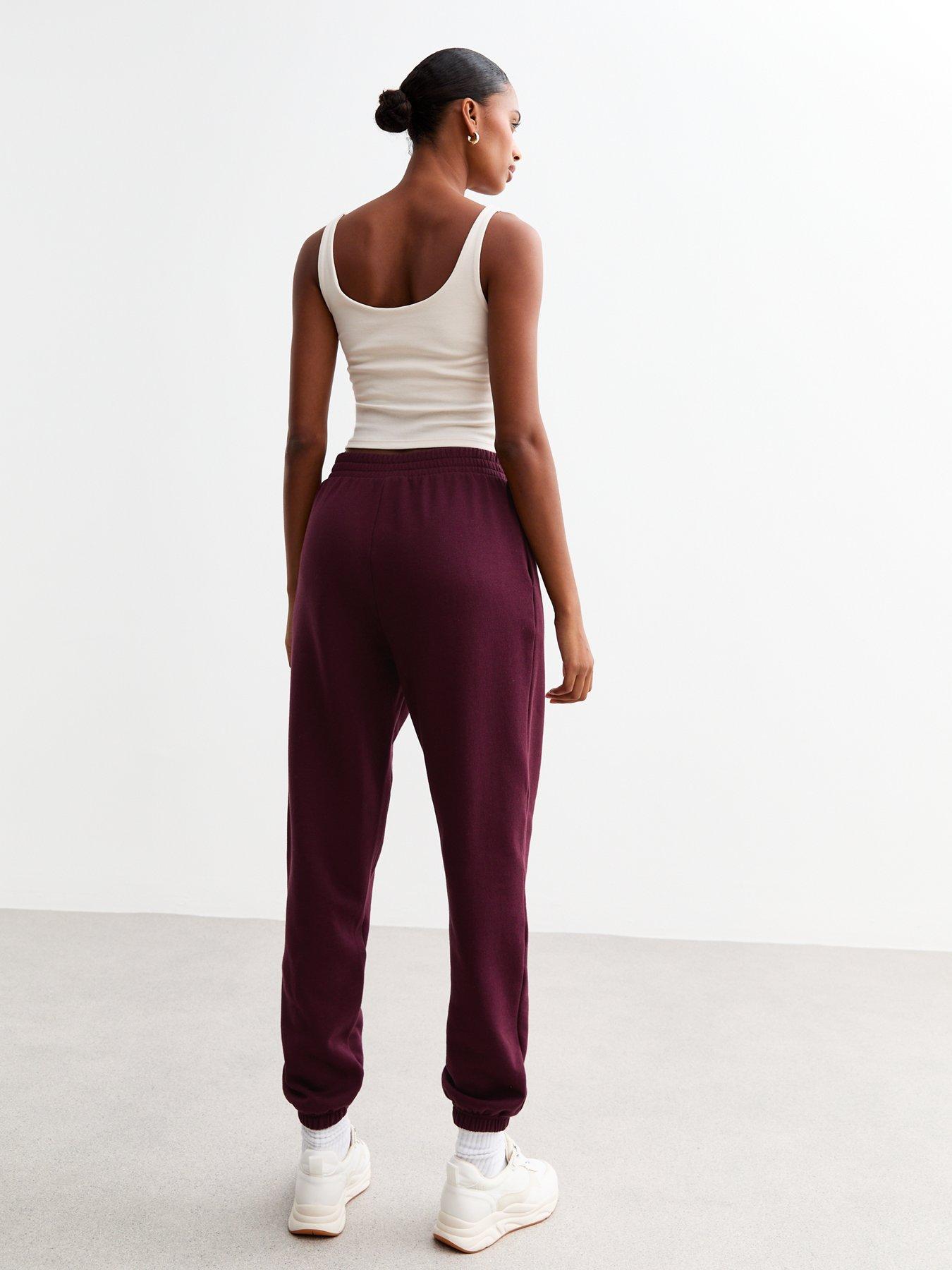 new-look-elasticated-waist-cuffed-joggers-burgundystillFront