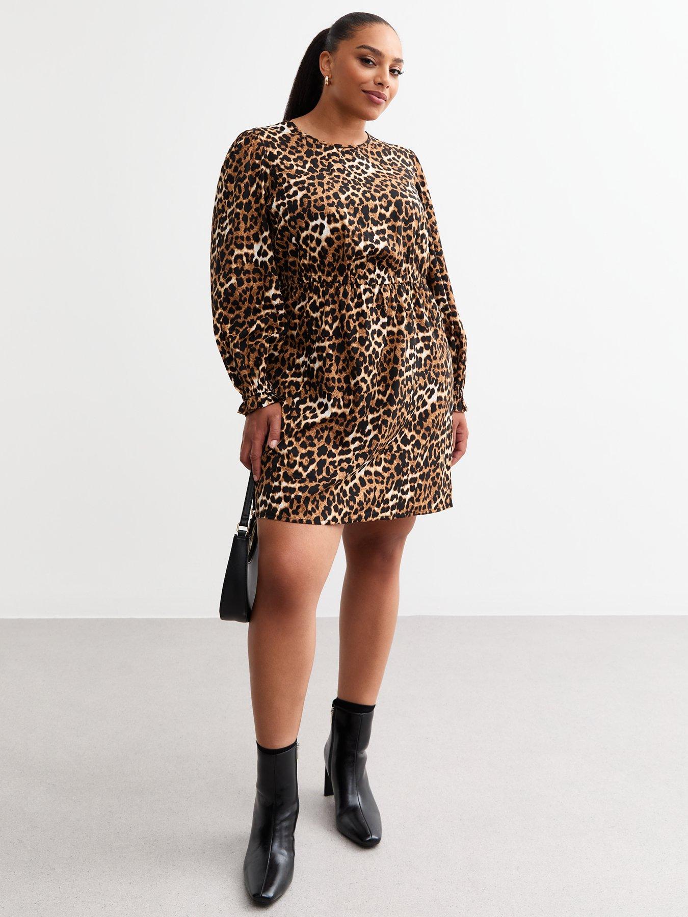 new-look-curves-leopard-print-long-sleeve-mini-dress-brown