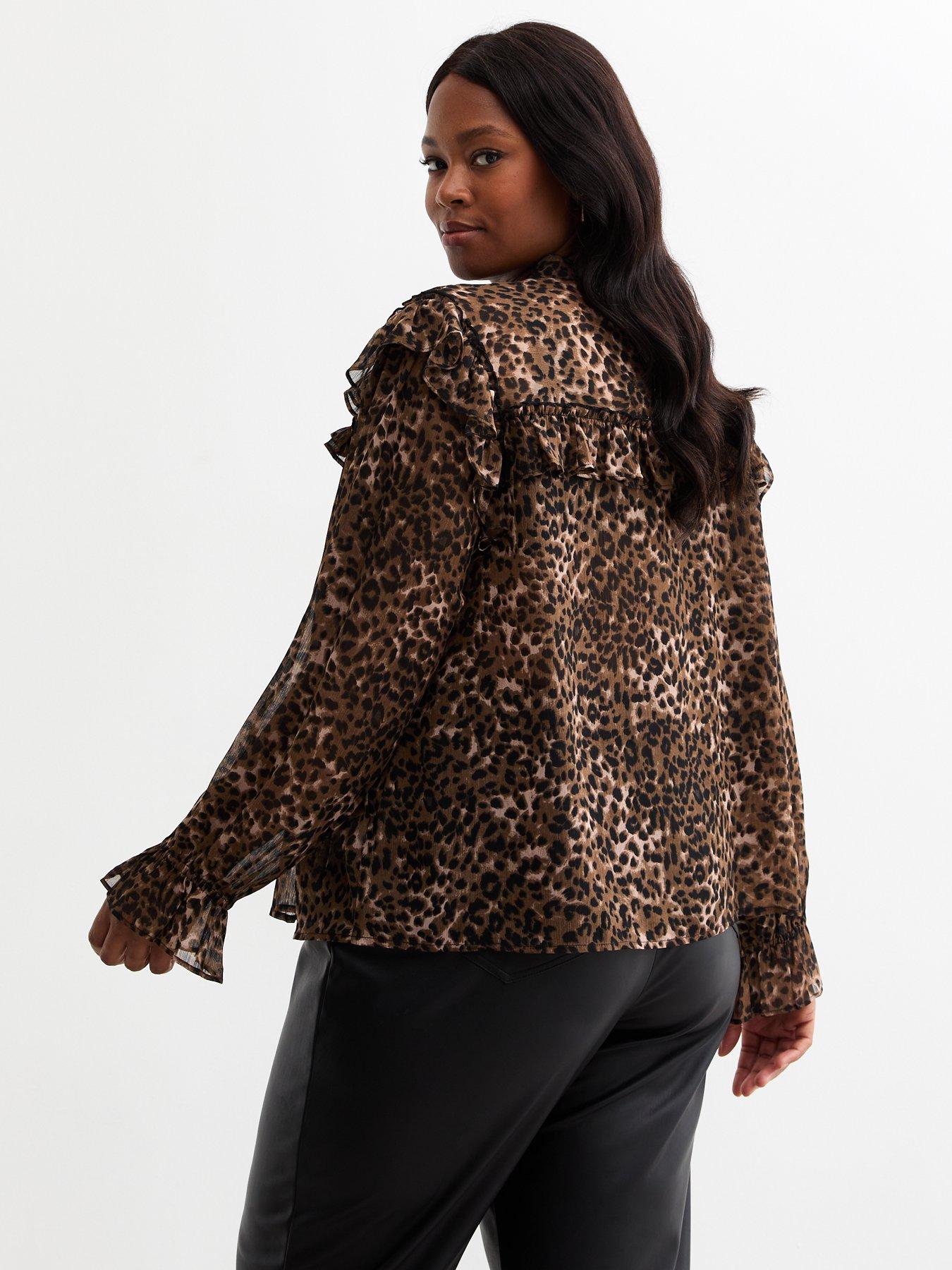 new-look-curves-brown-leopard-print-frill-trim-chiffon-blousestillFront