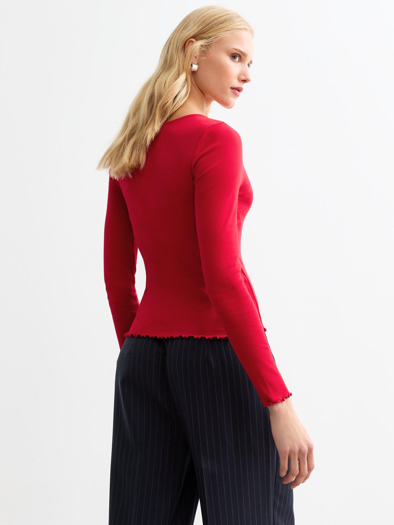 new-look-ribbed-crew-neck-long-sleeved-top-redstillFront