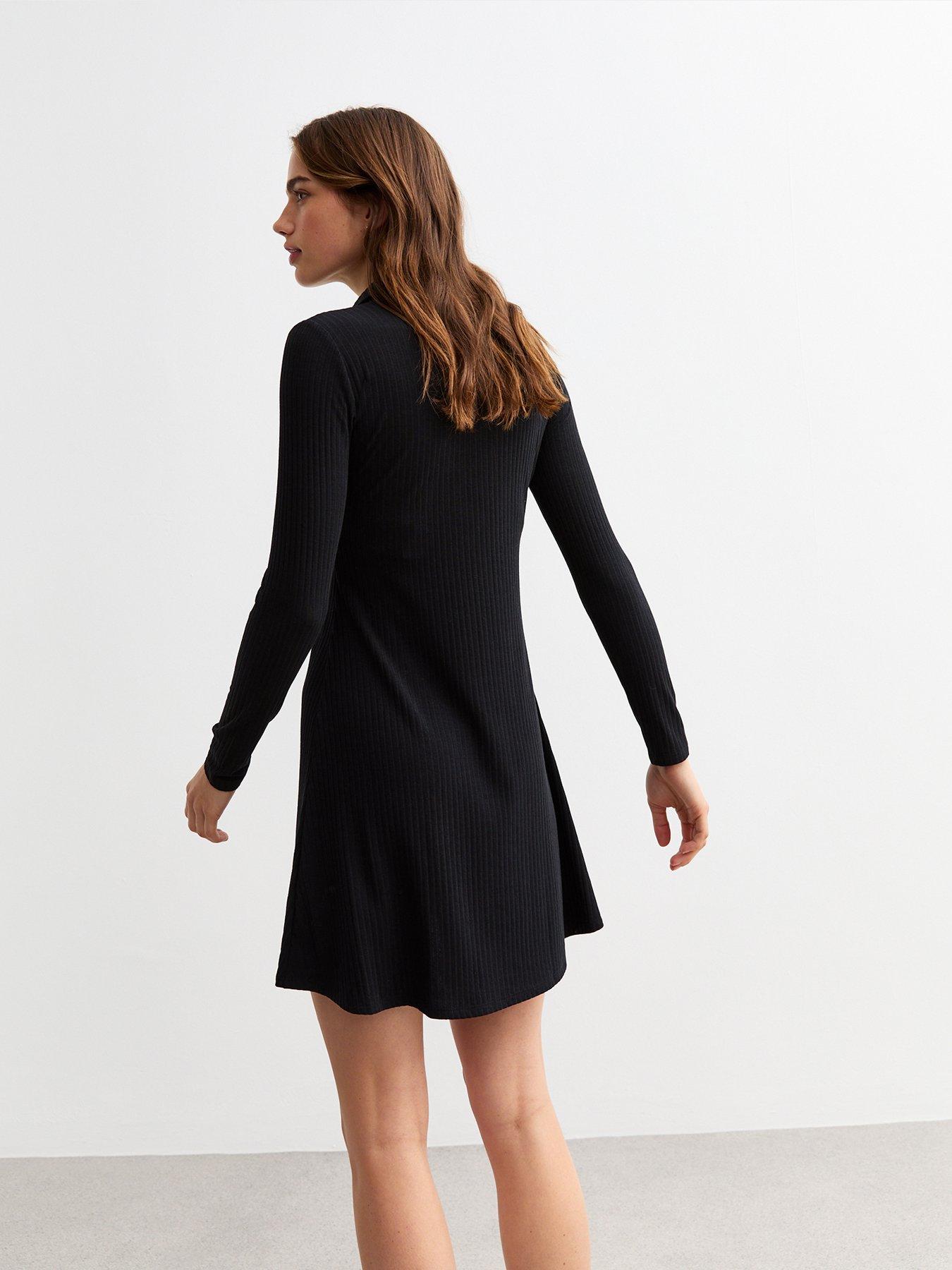 new-look-ribbed-jersey-long-sleeve-mini-skater-dress-blackstillFront