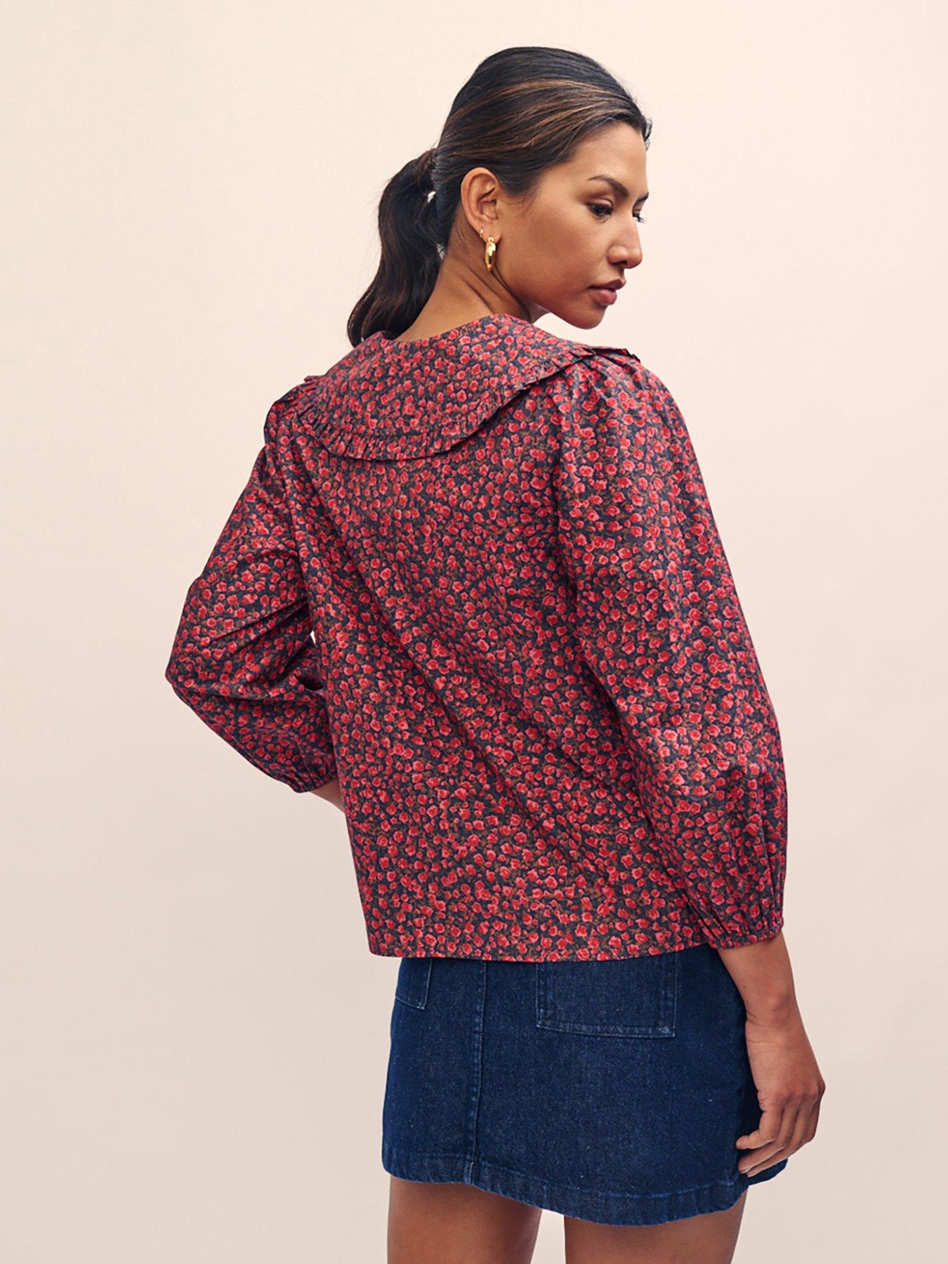 nobodys-child-ditsy-print-long-sleeve-blouse-redstillFront