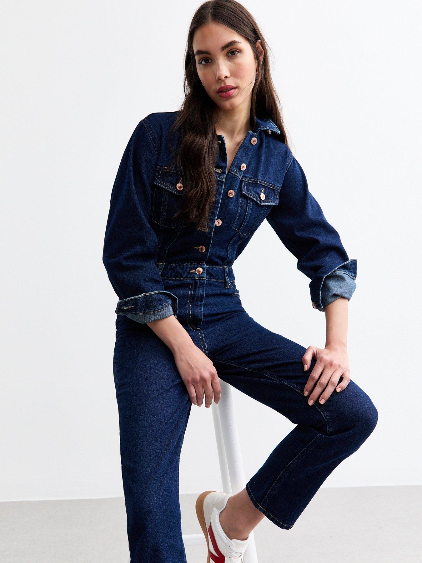 new-look-buttoned-denim-jumpsuit--nbspdark-blue