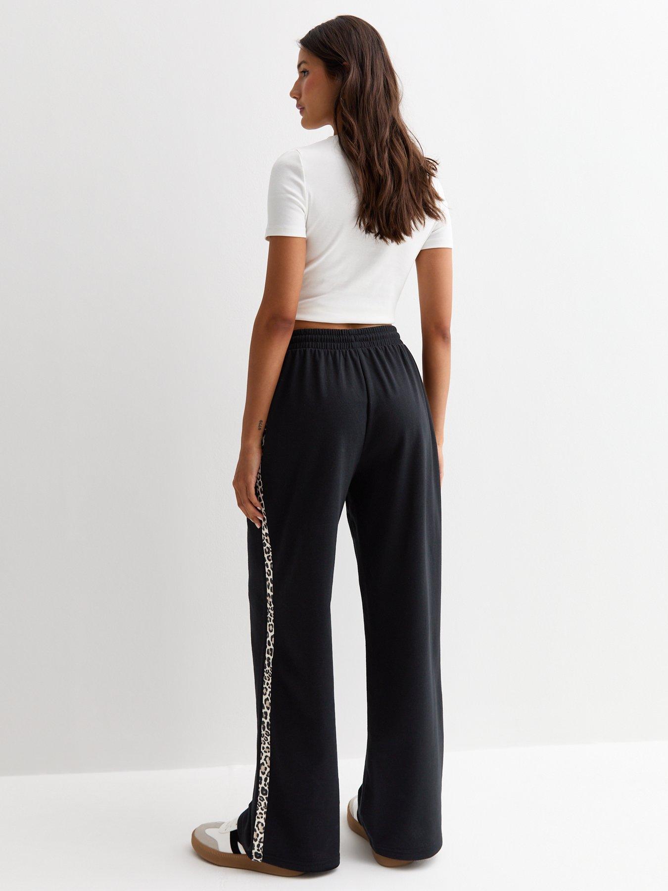 new-look-black-animal-print-side-stripe-wide-leg-joggersstillFront