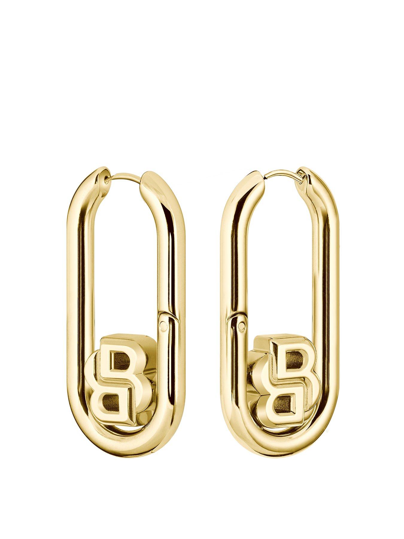 boss-ladies-double-b-gold-ip-swing-earrings