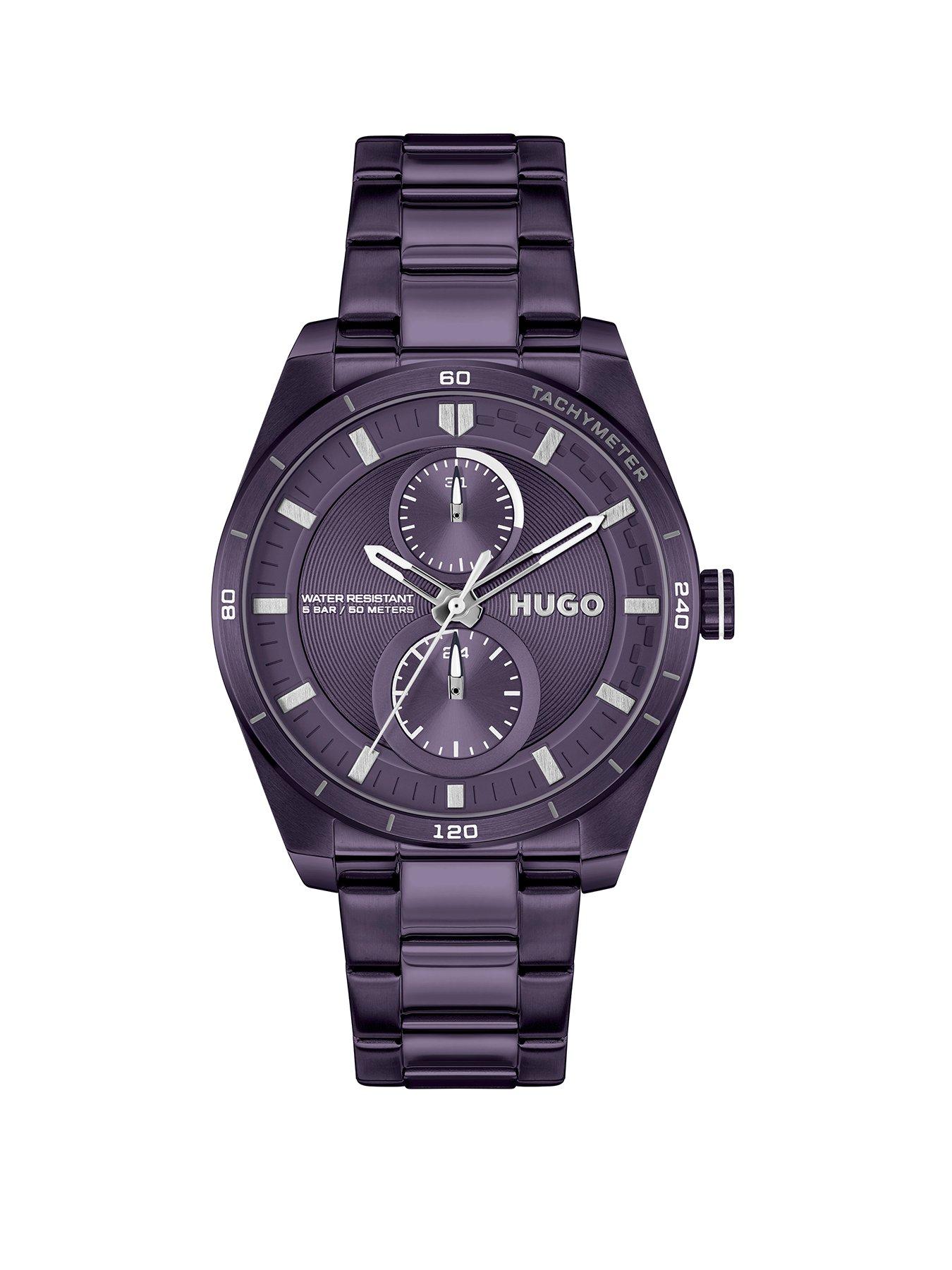 hugo-ladies-fast-for-her-purple-ip-multifunction-bracelet-watch