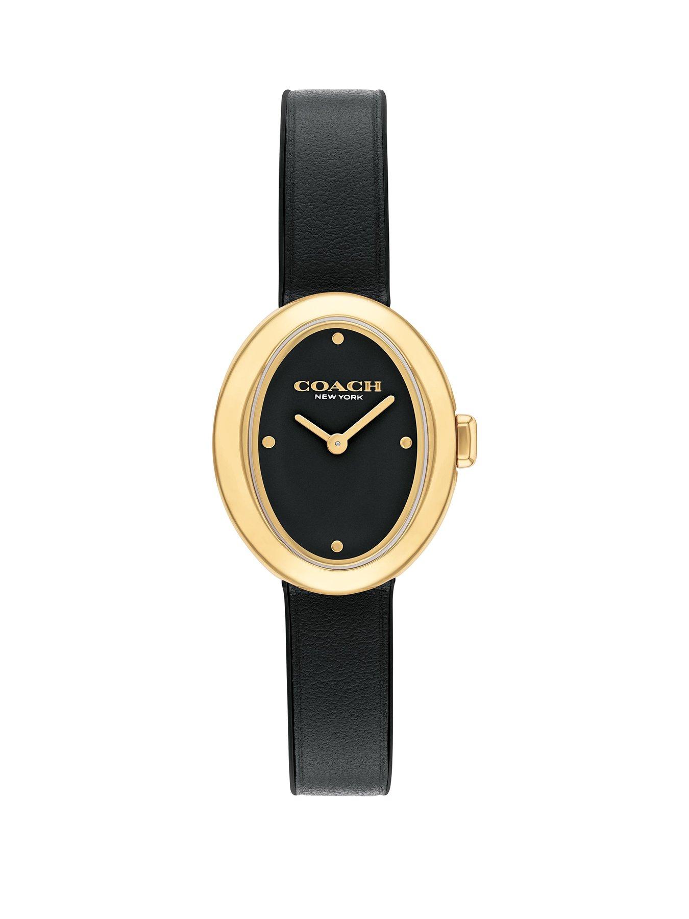 coach-coach-ladies-sammy-22mm-oval-gold-ip-black-leather-watch