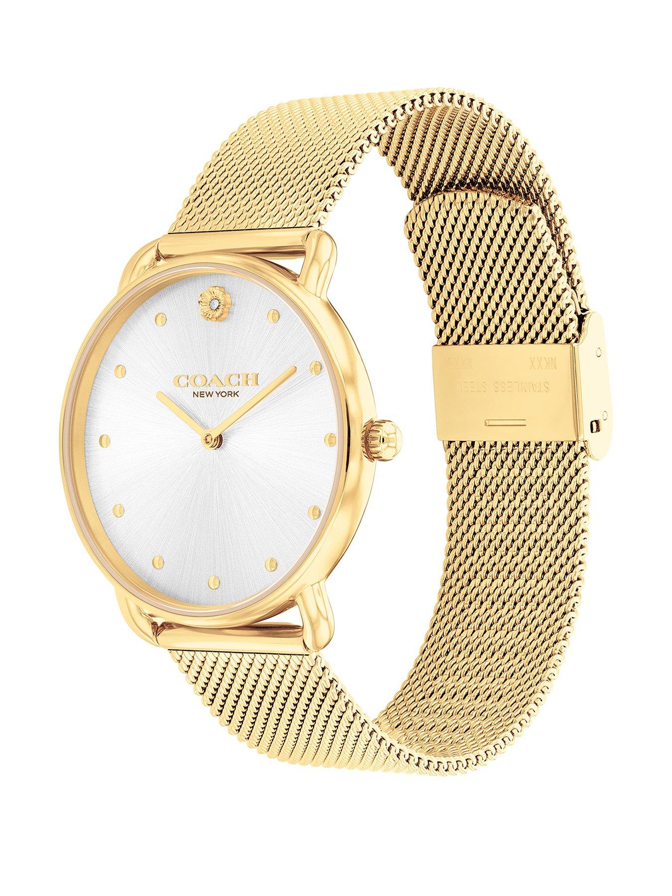 coach-coach-ladies-elliot-gold-ip-mesh-watchstillFront