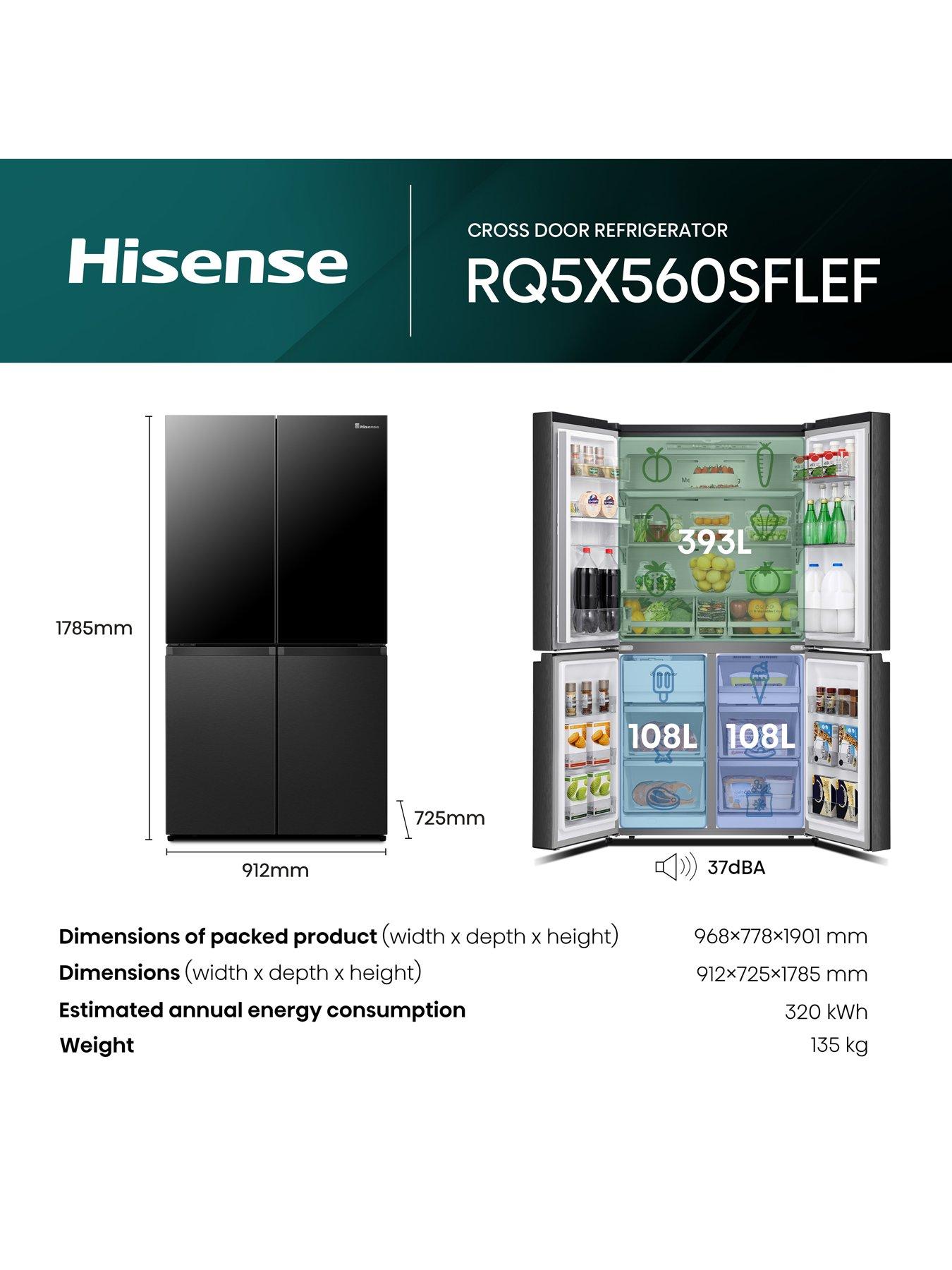 Image 6 of 7 of Hisense PureFlat Elite&nbsp;RQ5X560SFLEF Cross Door&nbsp;American Fridge Freezer - Black Glass and Stainless Steel