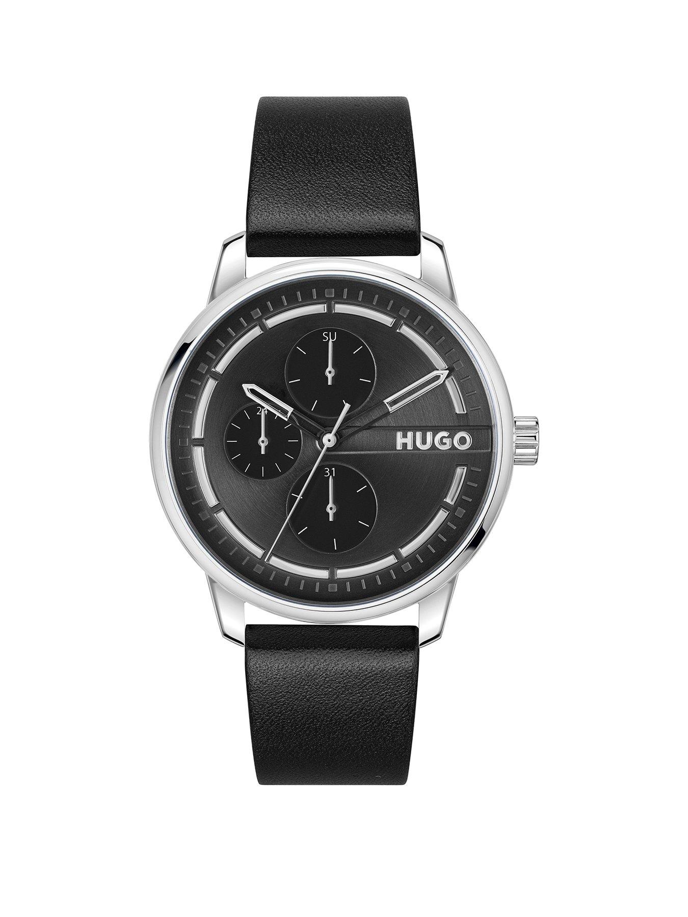 hugo-gents-stamp-multi-black-leather-strap-watch