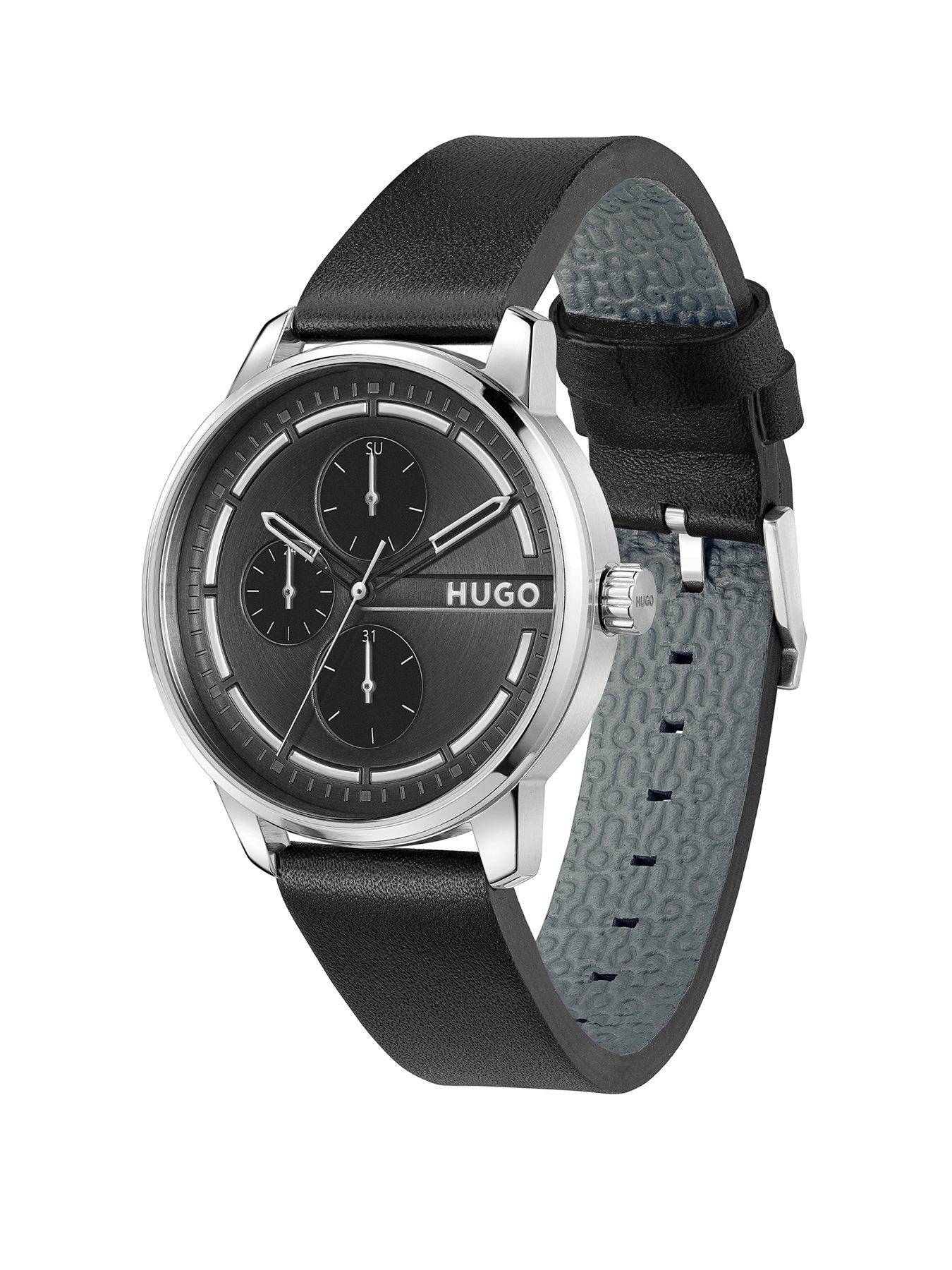 hugo-gents-stamp-multi-black-leather-strap-watchstillFront