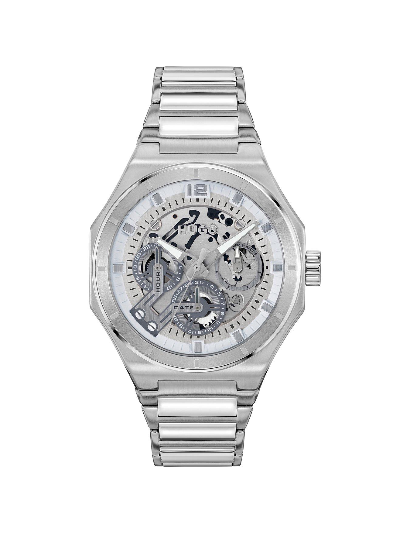 hugo-gentsnbspgrail-skeletonnbspstainless-steel-multifunction-bracelet-watch