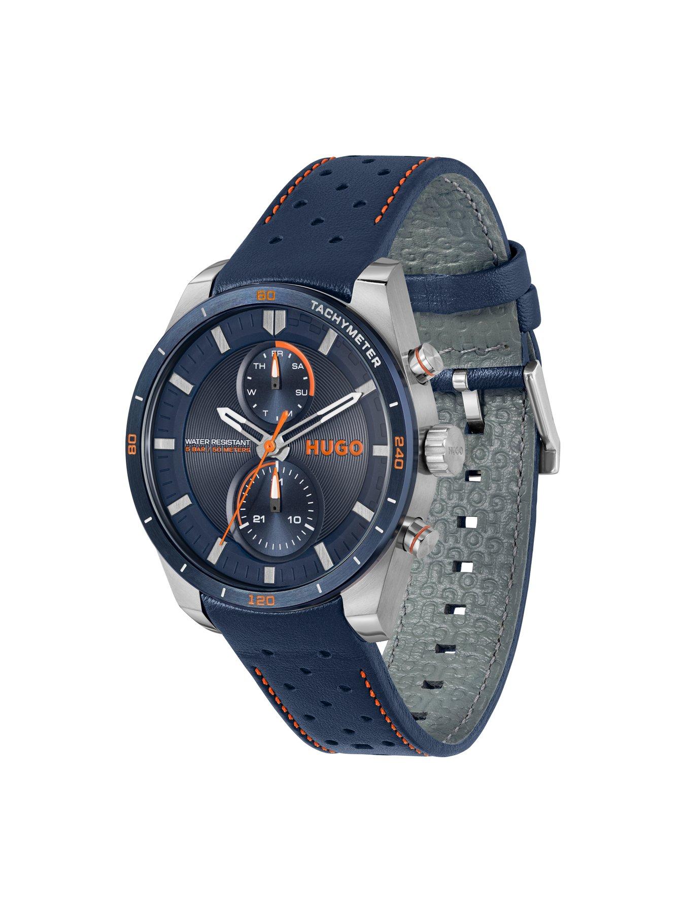 hugo-gents-fast-blue-leather-strap-multifunction-watchback