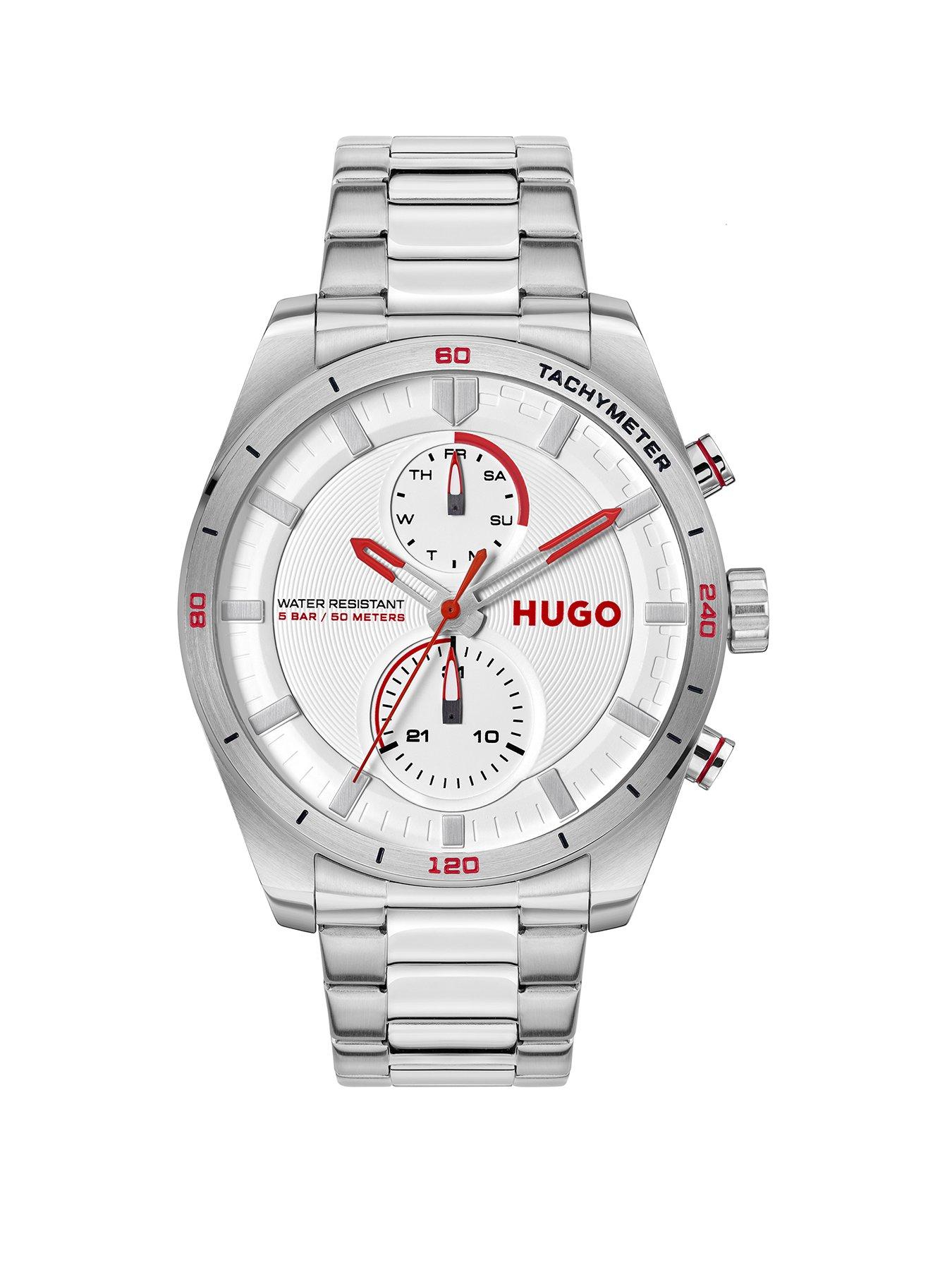 hugo-gents-fast-stainless-steel-multifunction-bracelet-watch