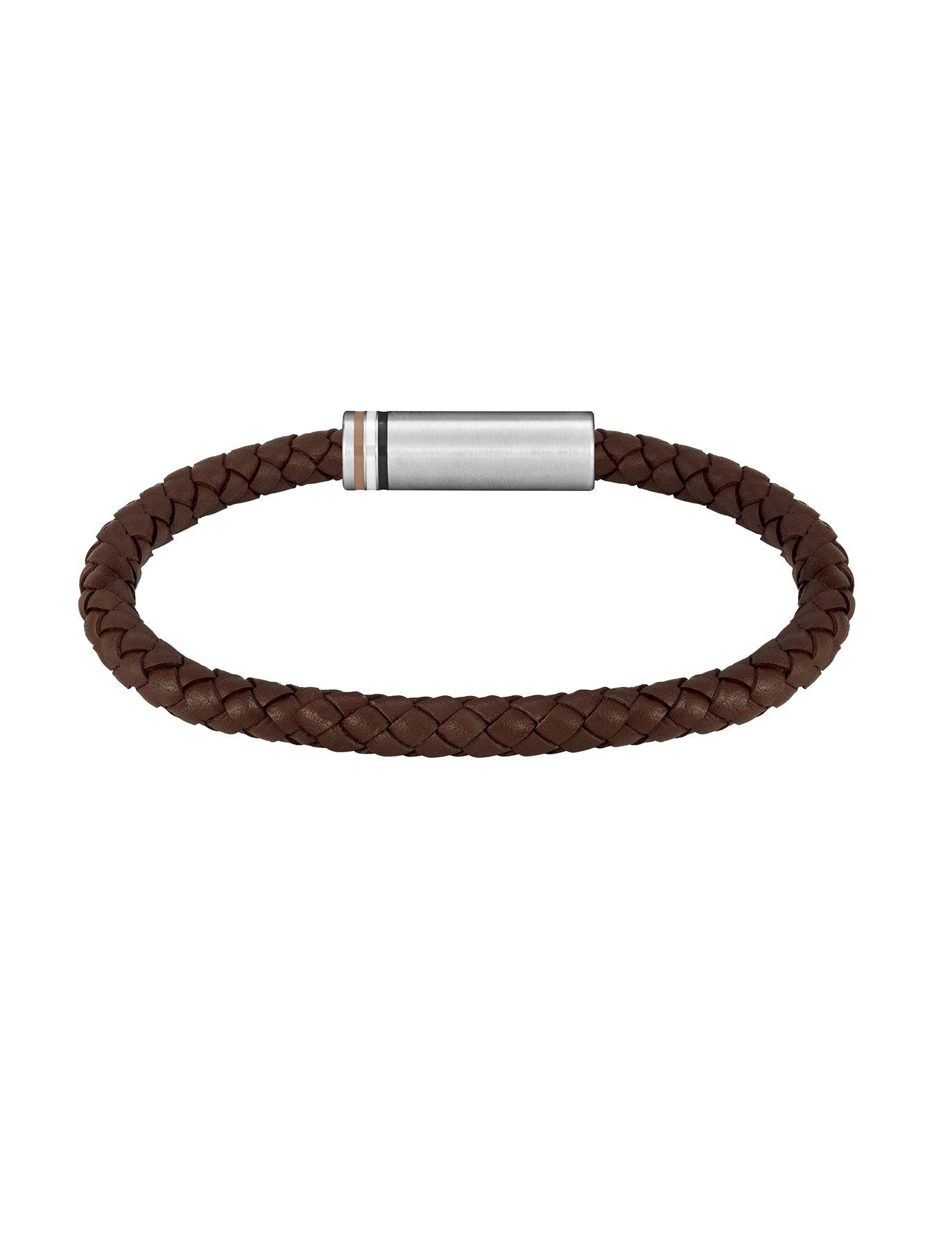 boss-gents-ares-single-braided-brown-leather-braceletstillFront