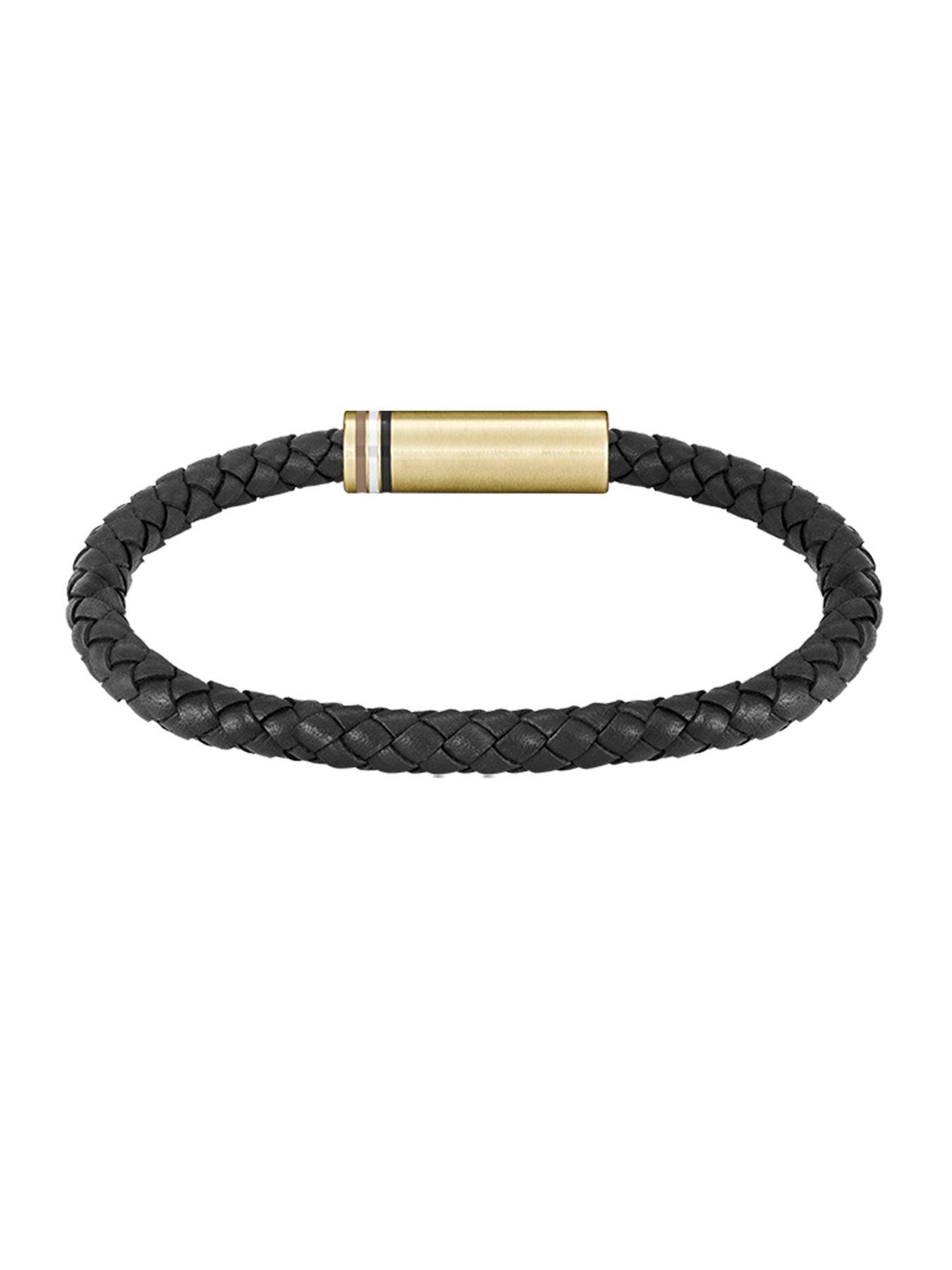 boss-gents-ares-single-braided-black-leather-braceletstillFront