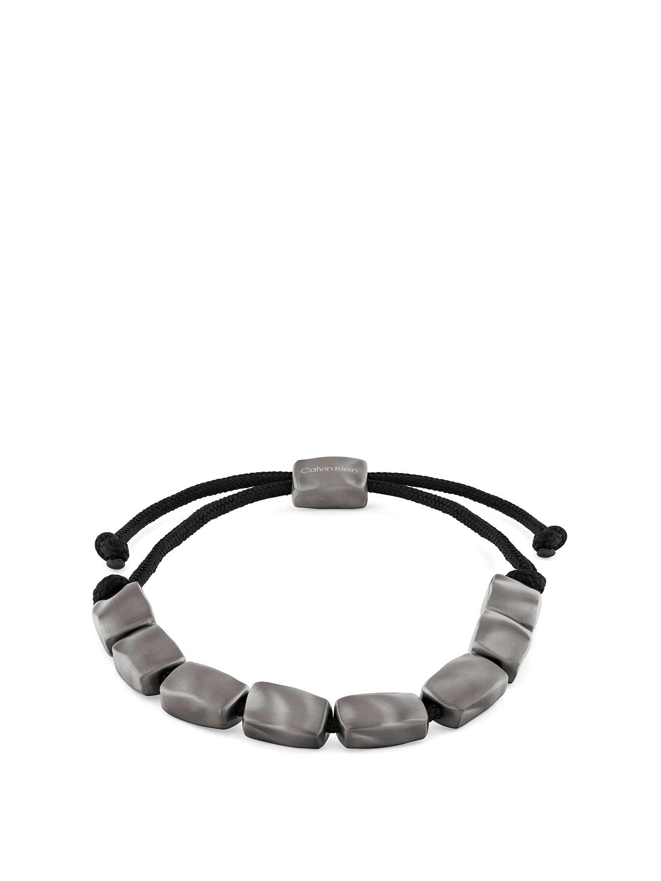 Calvin Klein Mens Calvin Klein gun metal IP and black bracelet