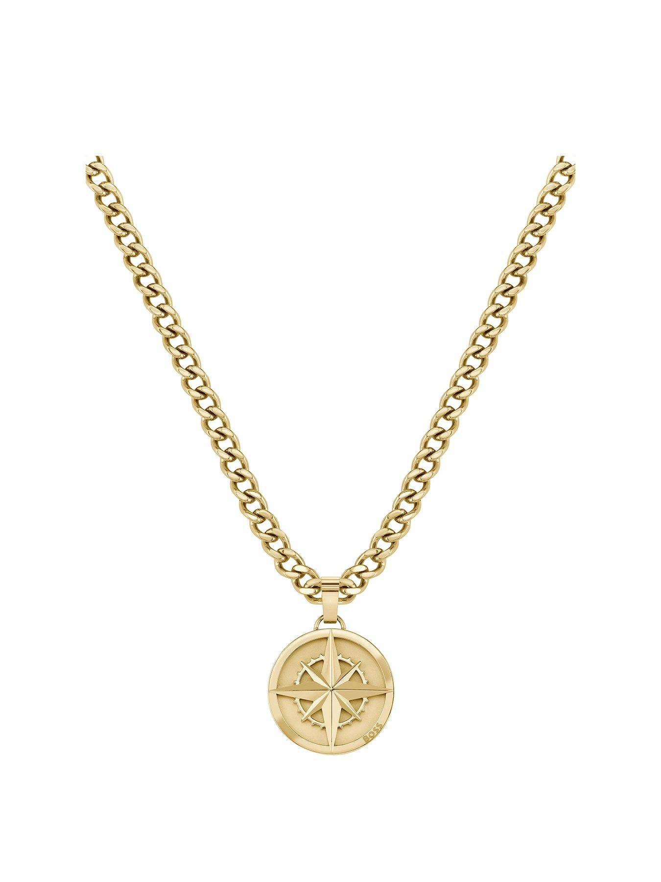 boss-gents-north-yellow-gold-ip-compass-necklace