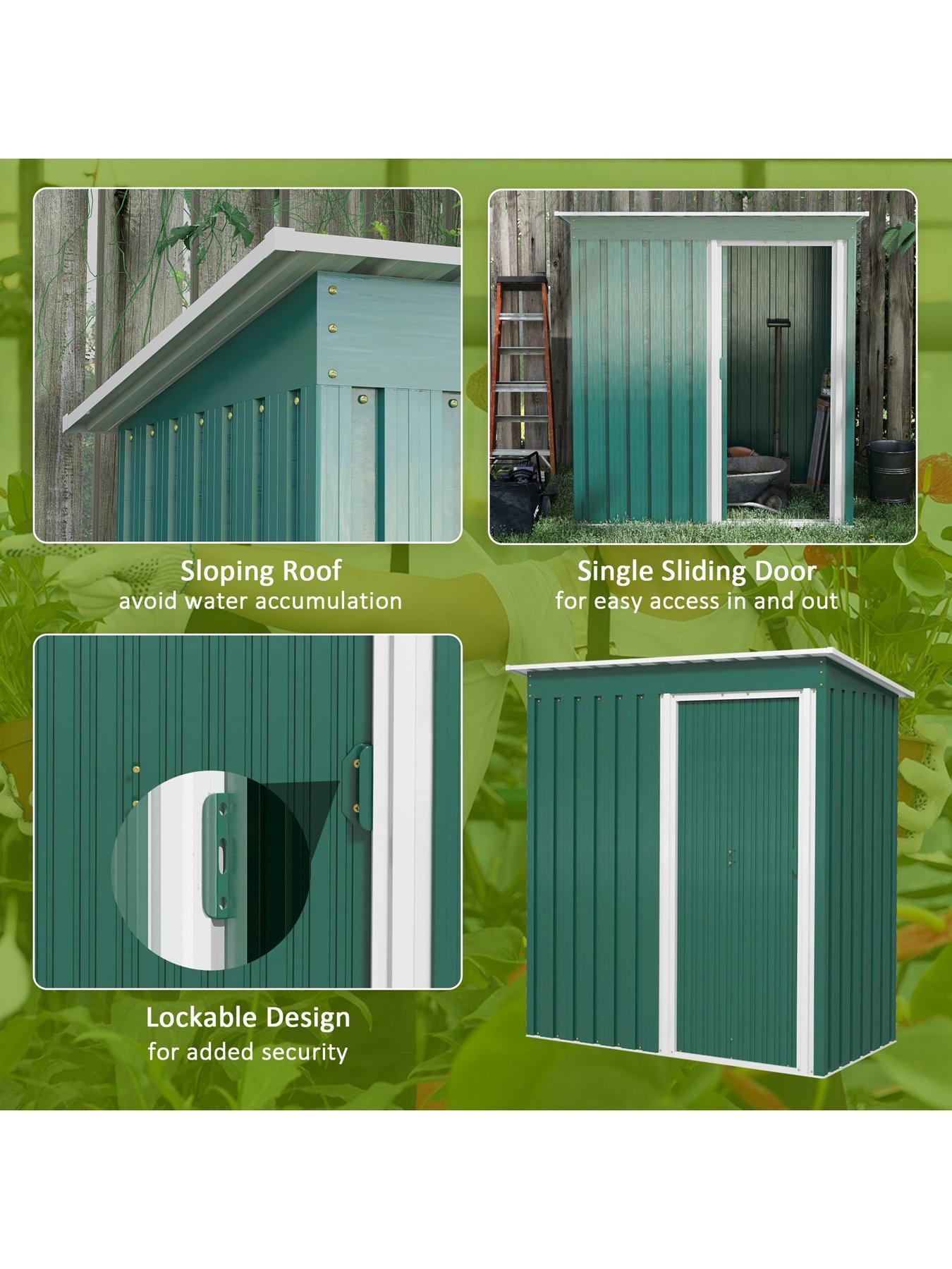 outsunny-5-x-3ft-shed-with-sliding-door-and-sloped-roofdetail