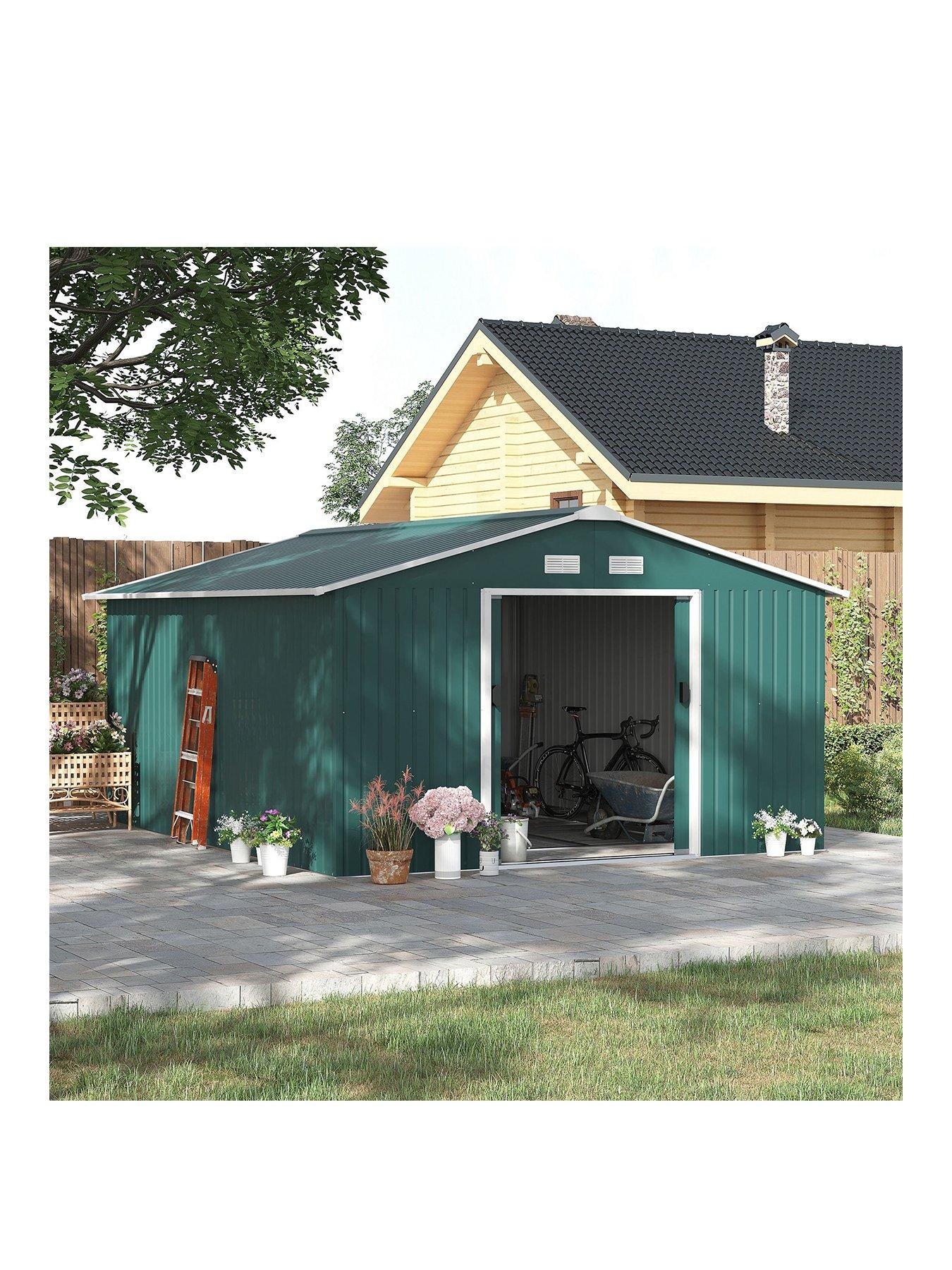 outsunny-125-x-111ft-steel-sliding-door-storage-shed-greenfront