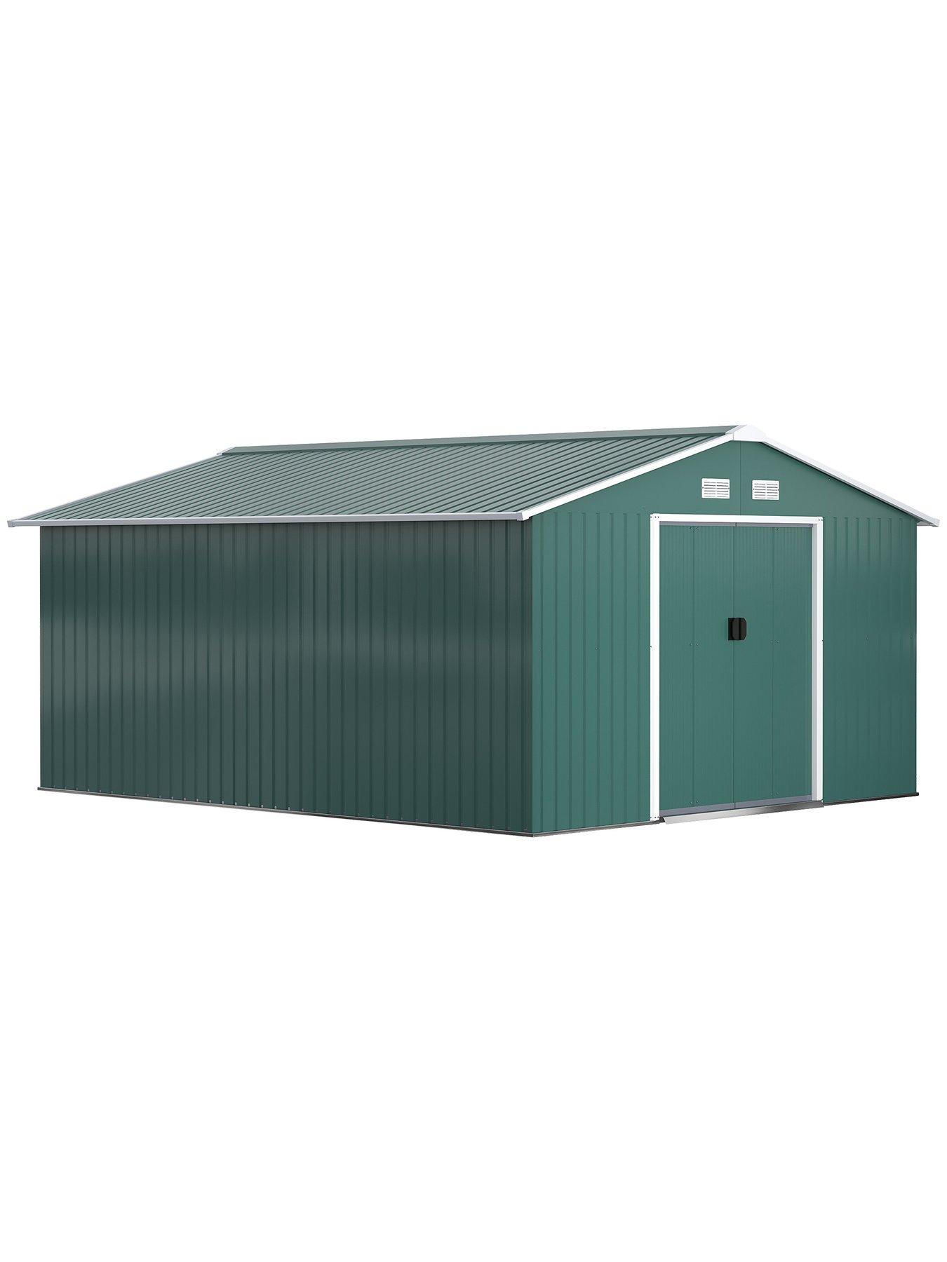 outsunny-125-x-111ft-steel-sliding-door-storage-shed-greenstillFront