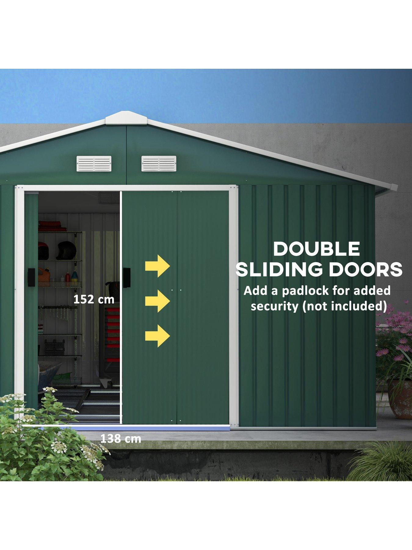 outsunny-125-x-111ft-steel-sliding-door-storage-shed-greendetail