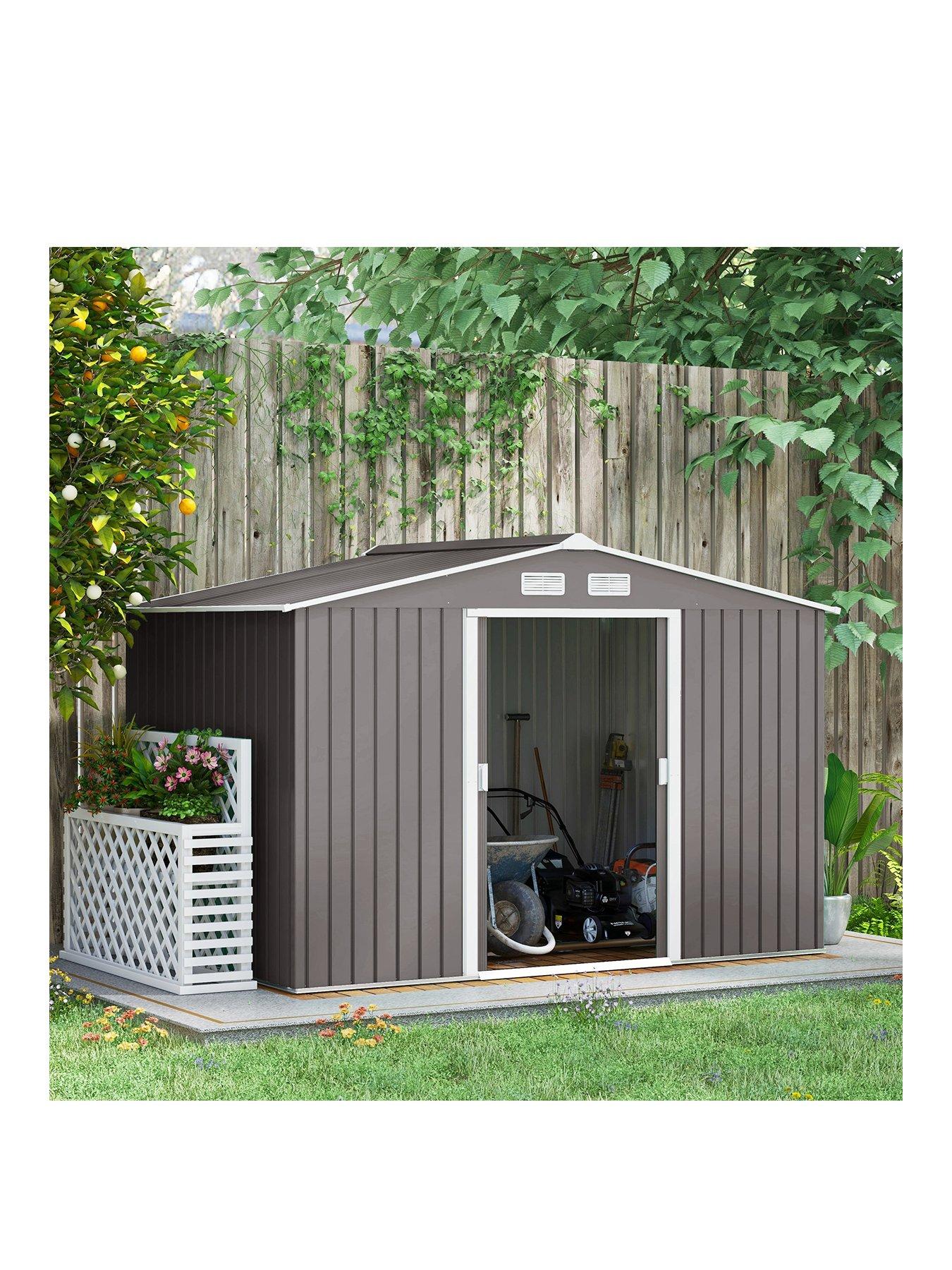 outsunny-9-x-6ft-metal-shed-with-foundation-ventilationfront