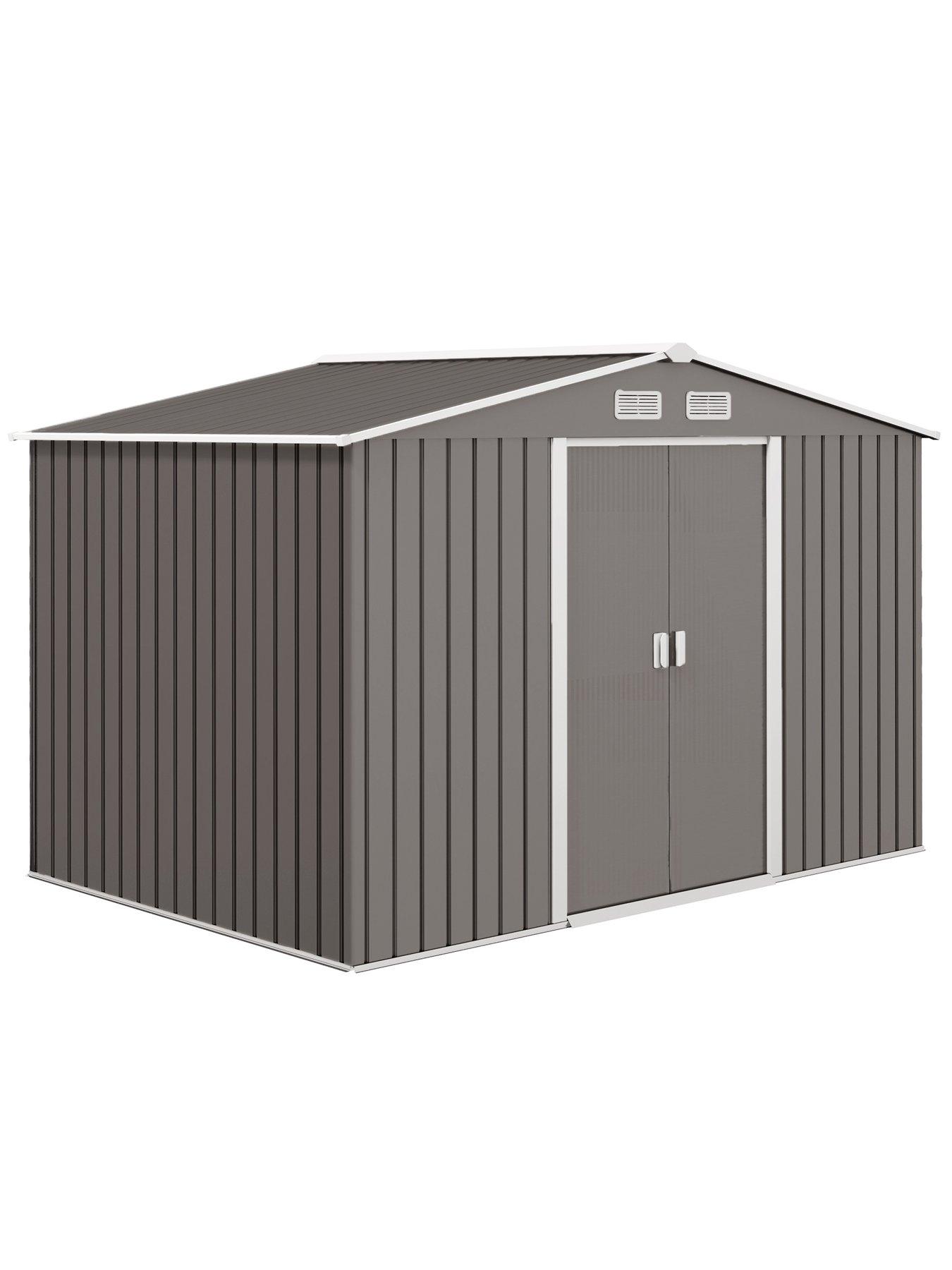 outsunny-9-x-6ft-metal-shed-with-foundation-ventilationstillFront