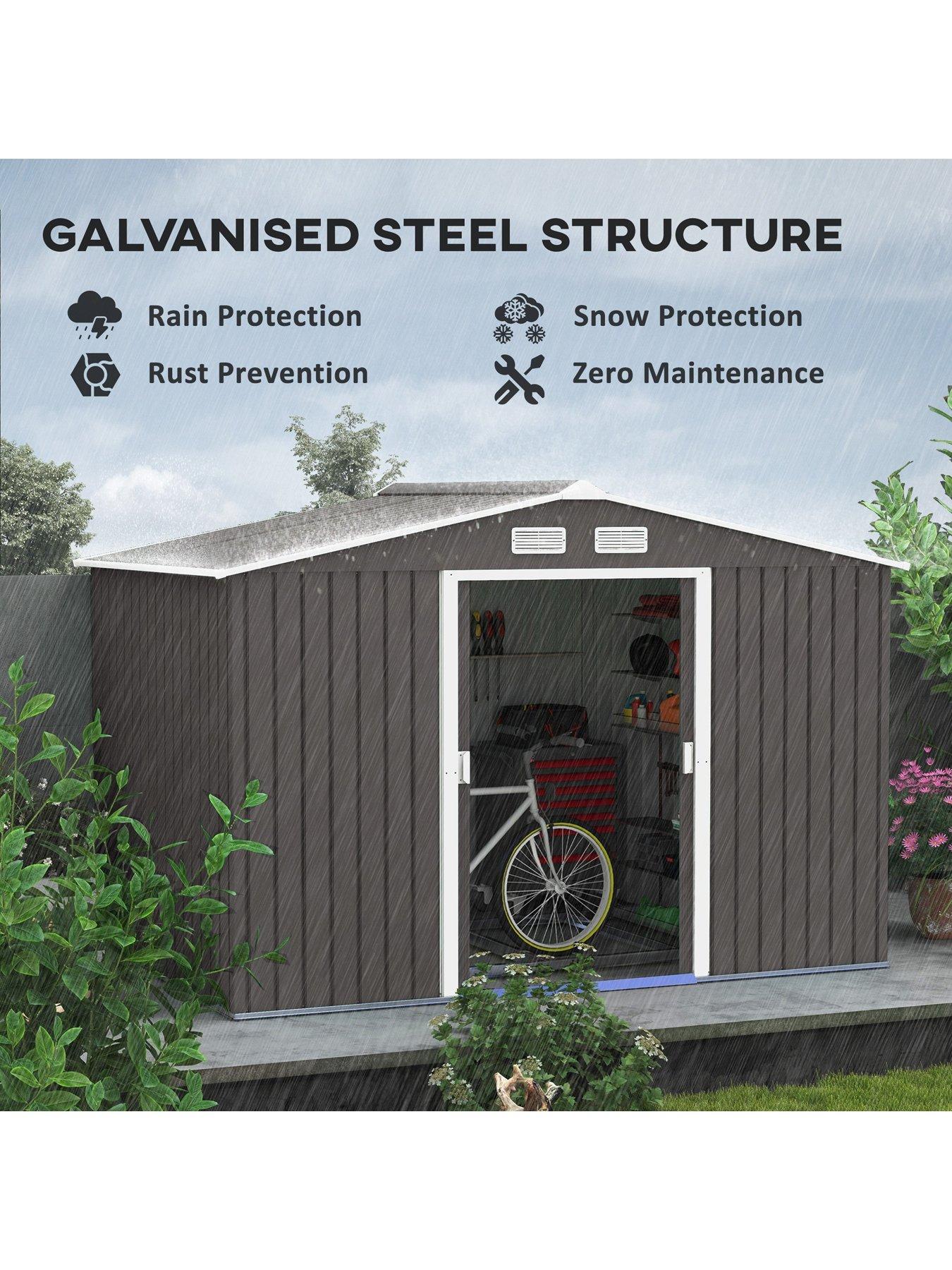 Image 4 of 7 of OutSunny 9 x 6FT Metal Shed with Foundation Ventilation
