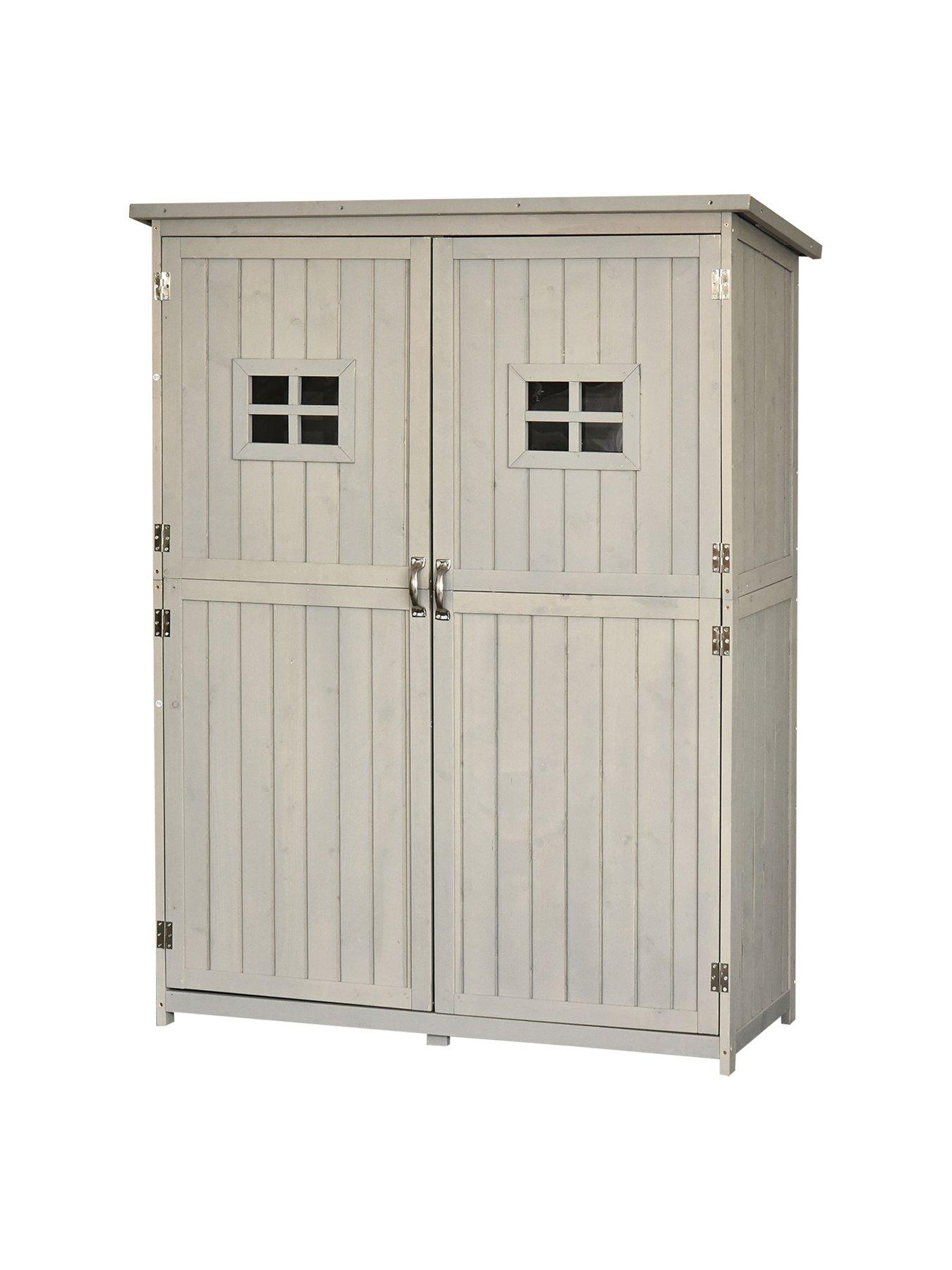 Image 2 of 7 of OutSunny Wooden Garden Shed with Windows, Double Door 27.5L x 50W x 164H cm