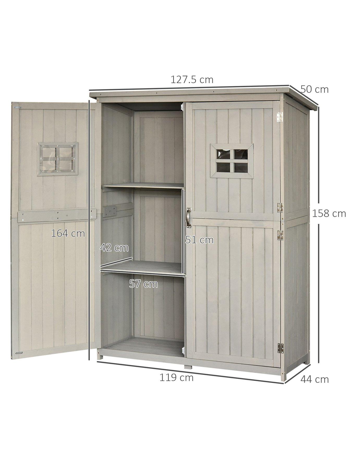 Image 3 of 7 of OutSunny Wooden Garden Shed with Windows, Double Door 27.5L x 50W x 164H cm