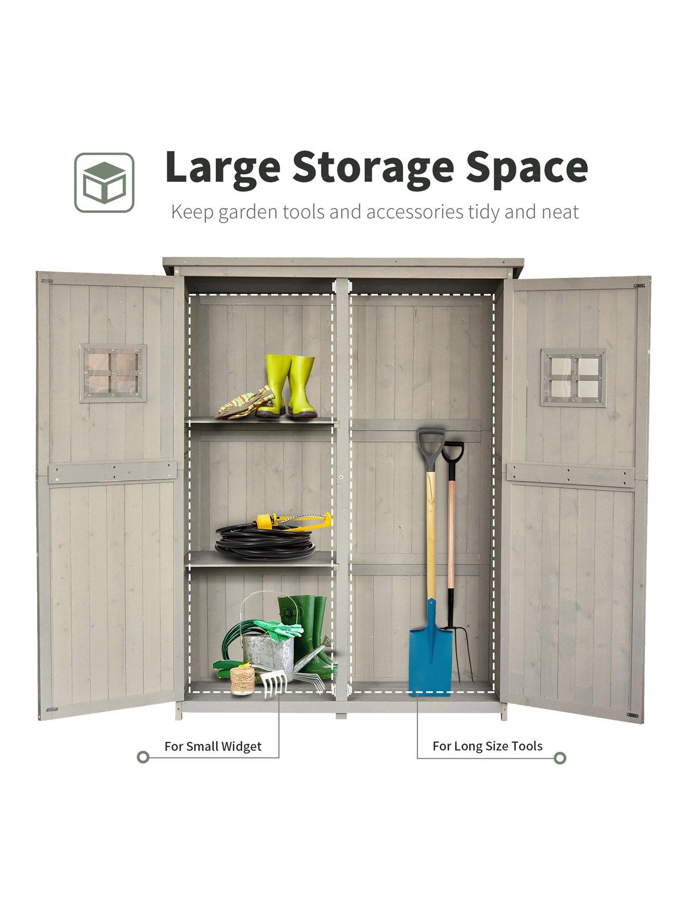 Image 5 of 7 of OutSunny Wooden Garden Shed with Windows, Double Door 27.5L x 50W x 164H cm