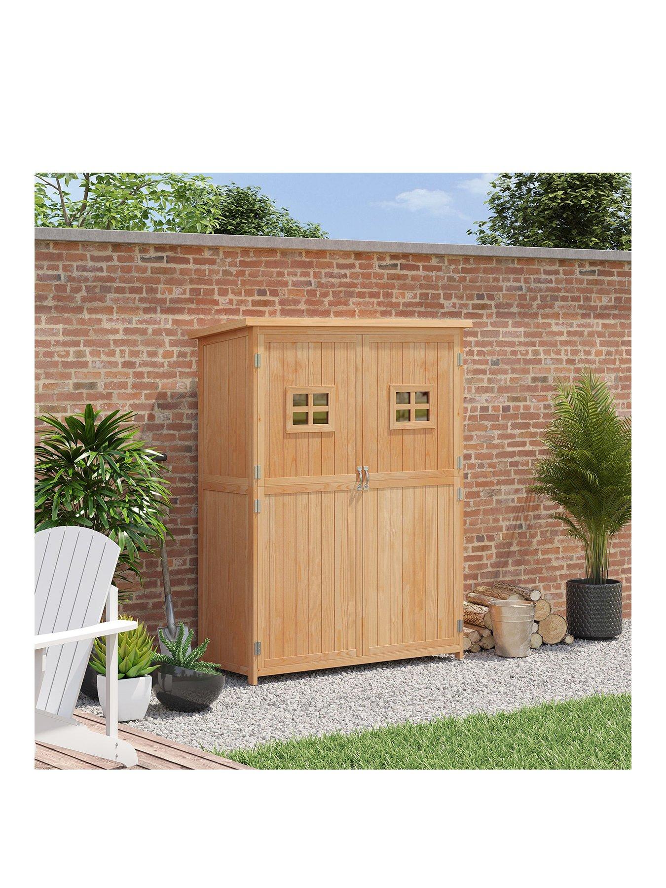 undefined Wooden Garden Shed with Windows, Double Door 27.5L x 50W x 164H cm