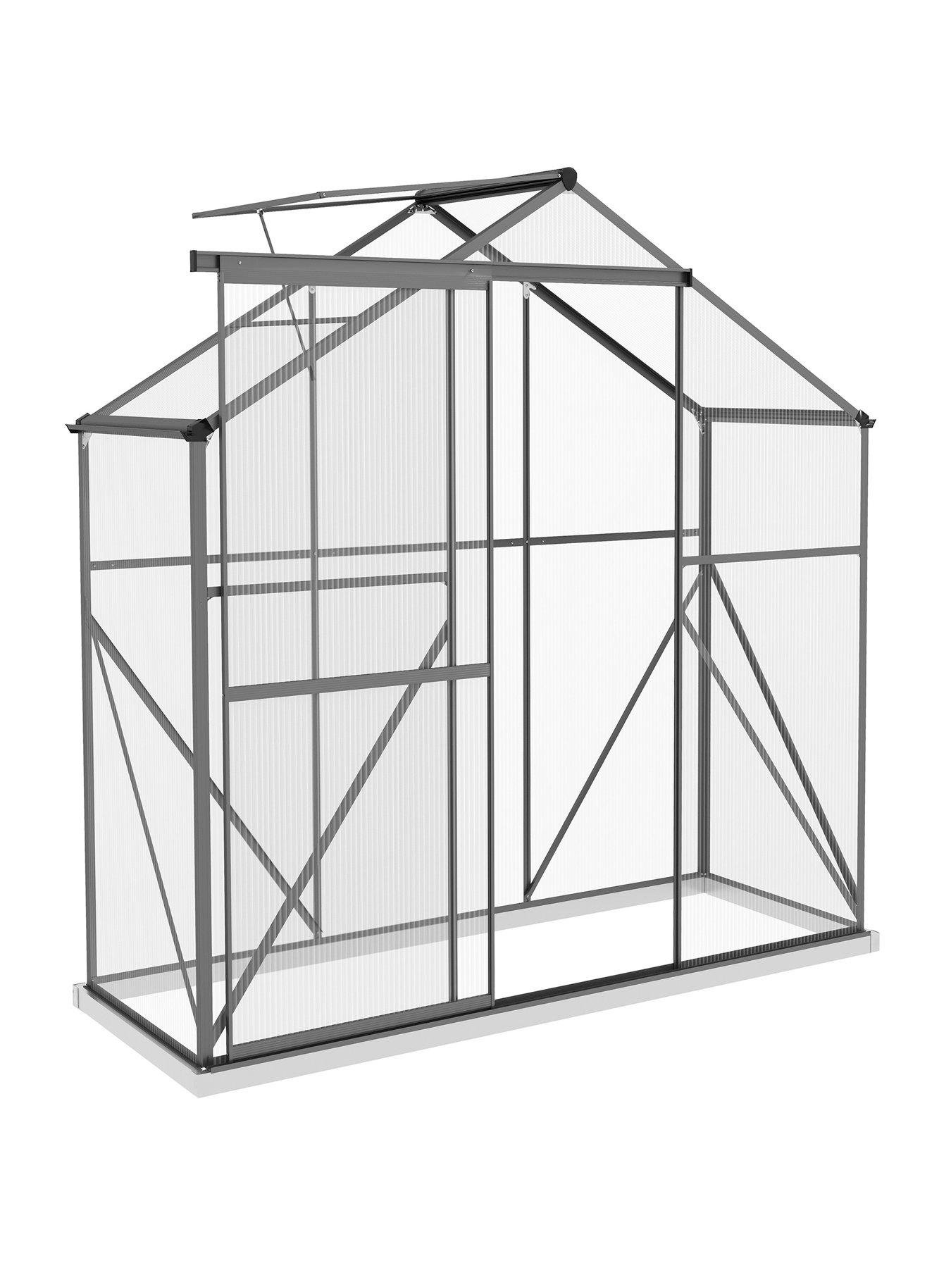 outsunny-6-x-25ft-polycarbonate-greenhouse-walk-in-green-house-with-rain-gutter-sliding-doorstillFront