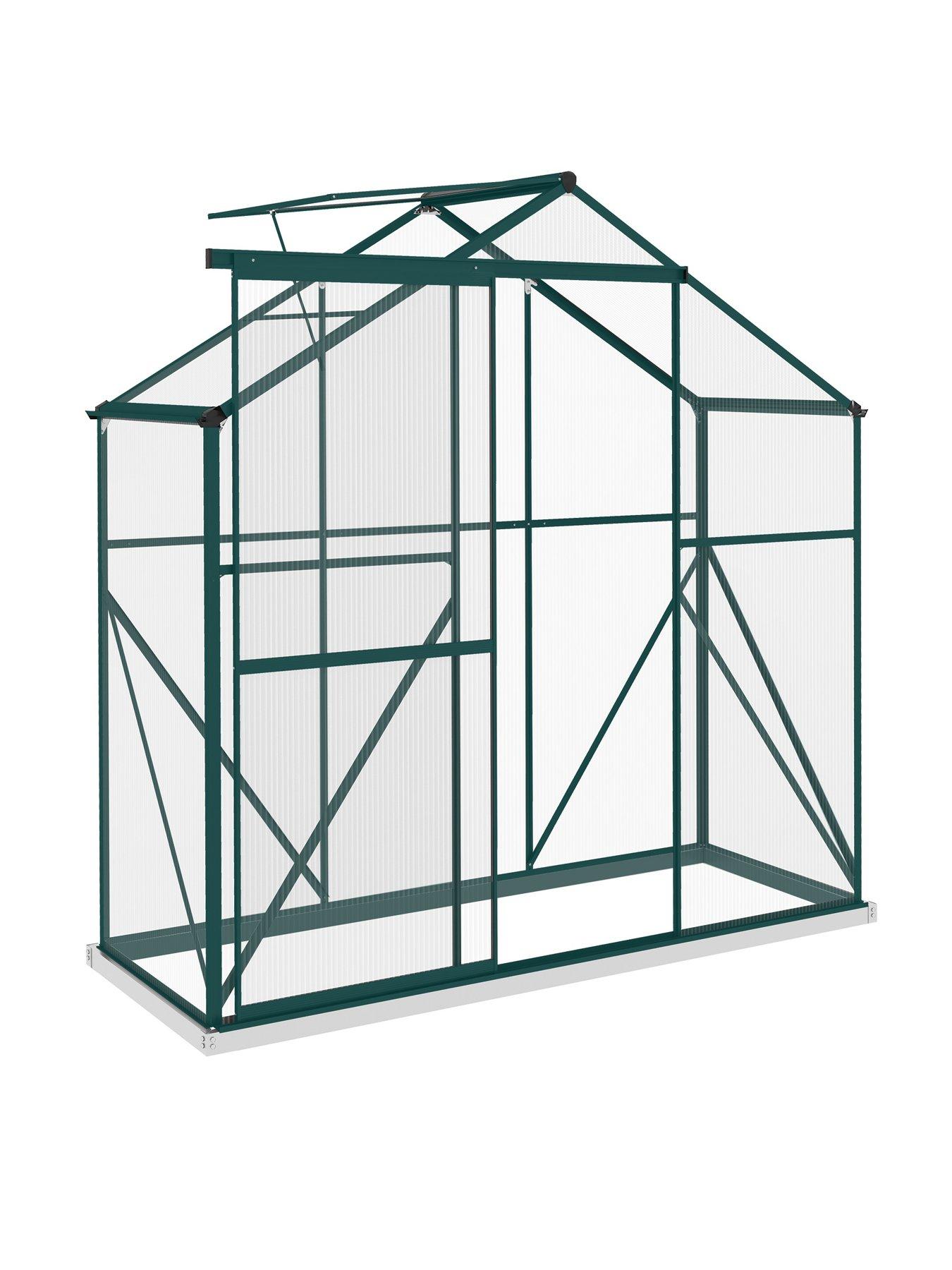 outsunny-6-x-6ft-polycarbonate-greenhouse-large-walk-in-green-house-with-slide-door-and-windowstillFront