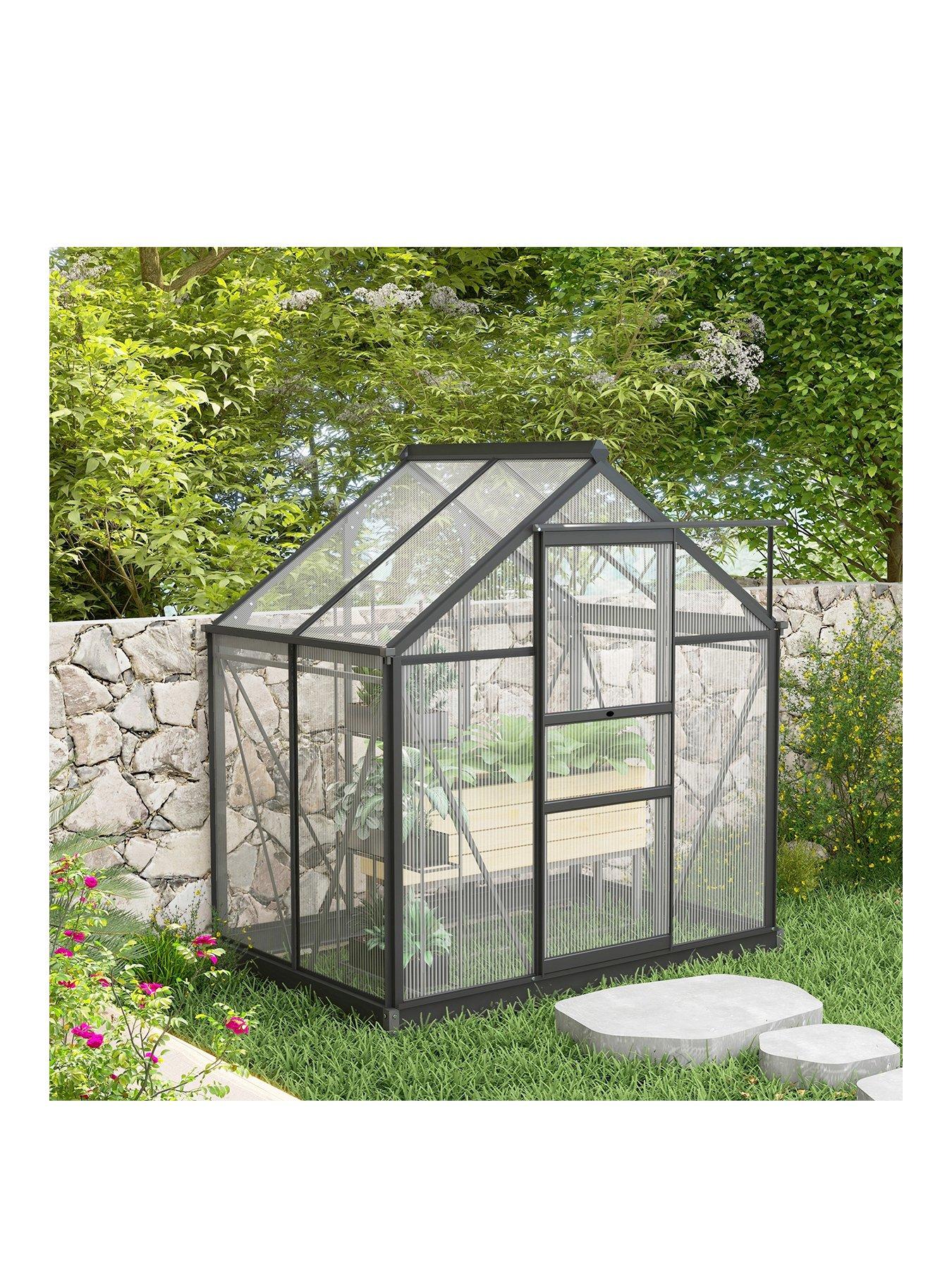 outsunny-6-x-4ft-polycarbonate-greenhouse-with-slide-door-and-window