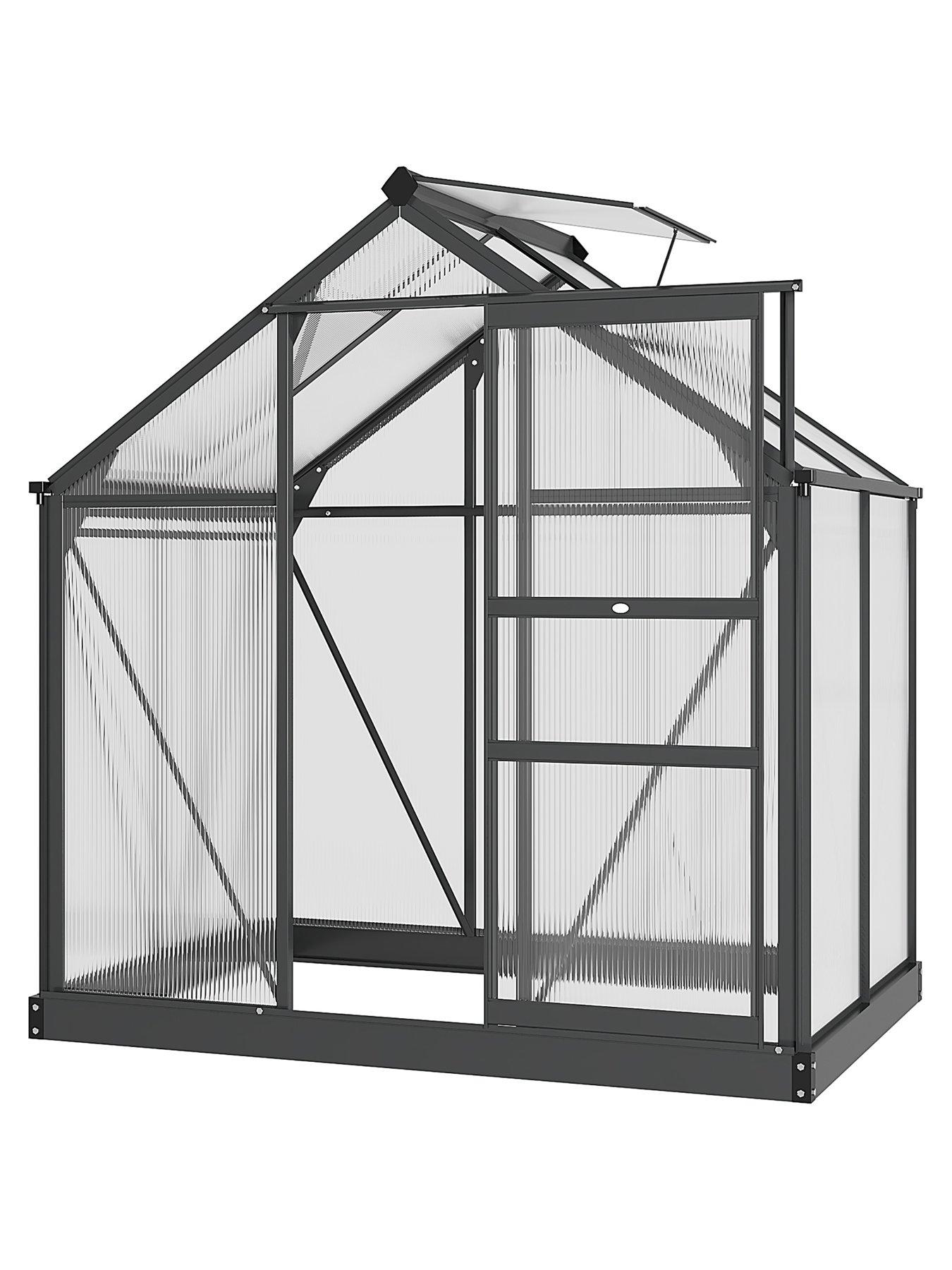 outsunny-6-x-4ft-polycarbonate-greenhouse-with-slide-door-and-windowstillFront