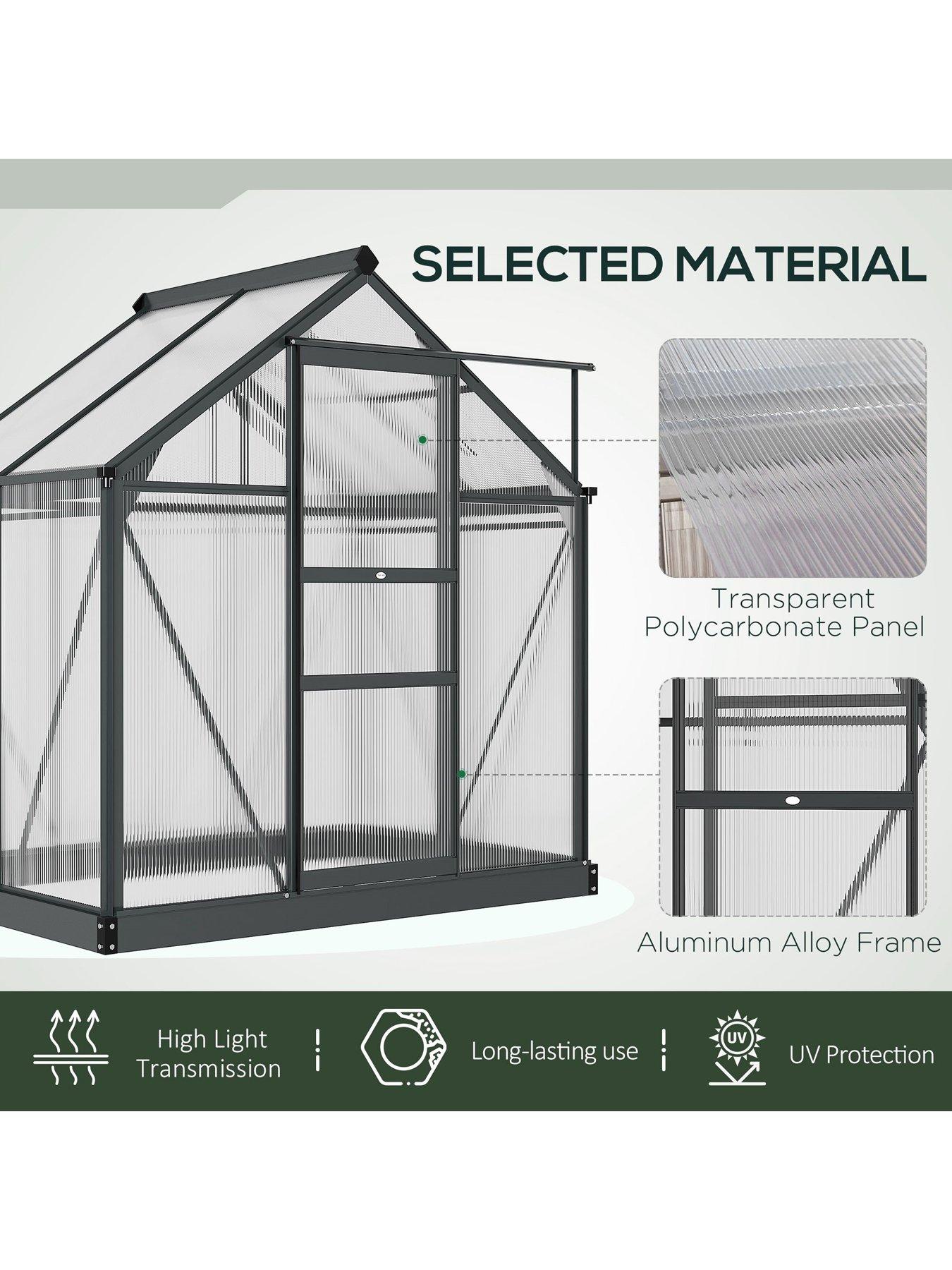 outsunny-6-x-4ft-polycarbonate-greenhouse-with-slide-door-and-windowdetail