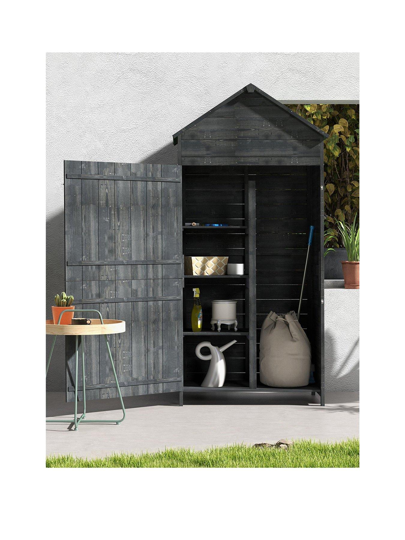 outsunny-4-tier-garden-wooden-storage-shed-with-3-shelves-2-doorsfront