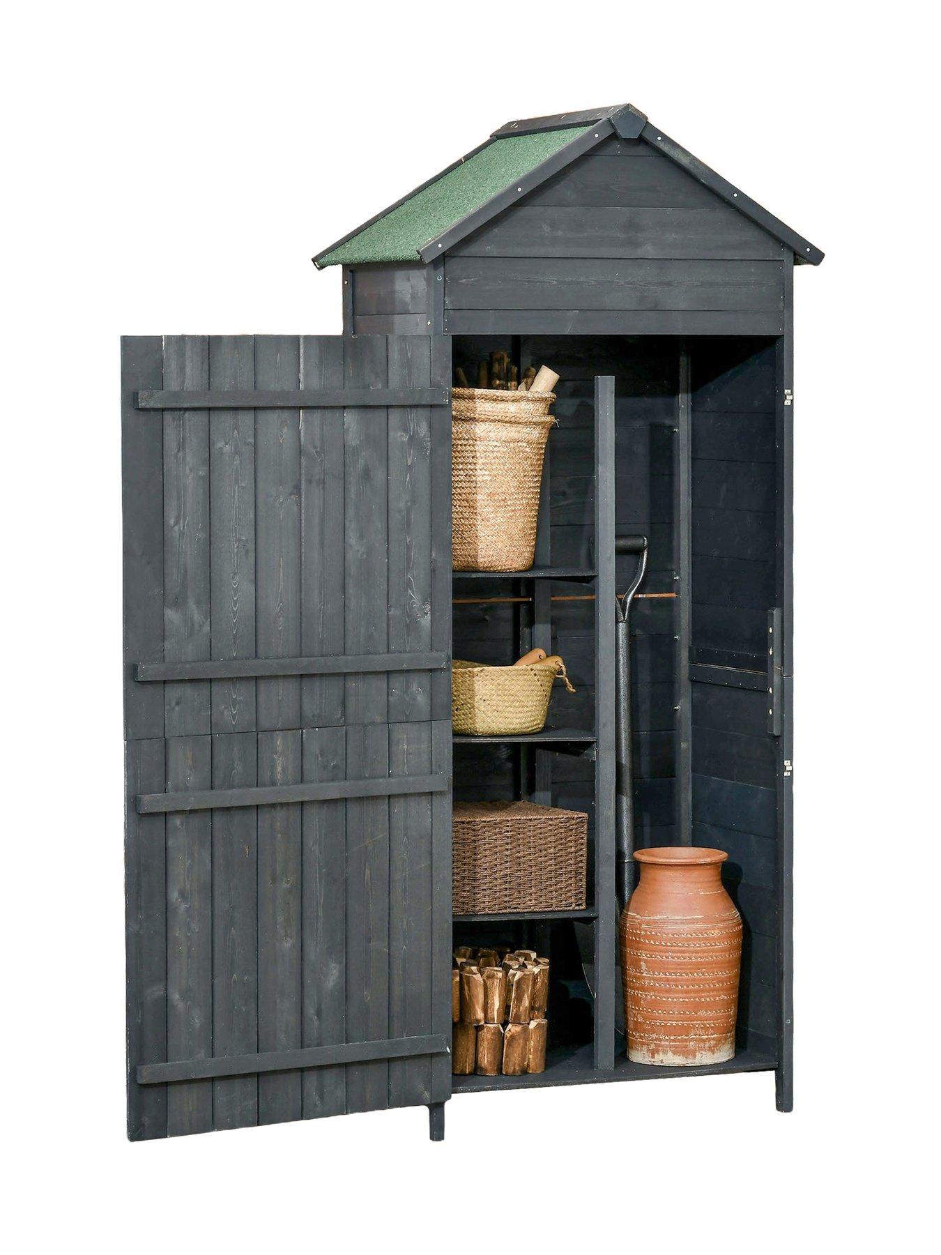 outsunny-4-tier-garden-wooden-storage-shed-with-3-shelves-2-doorsstillFront