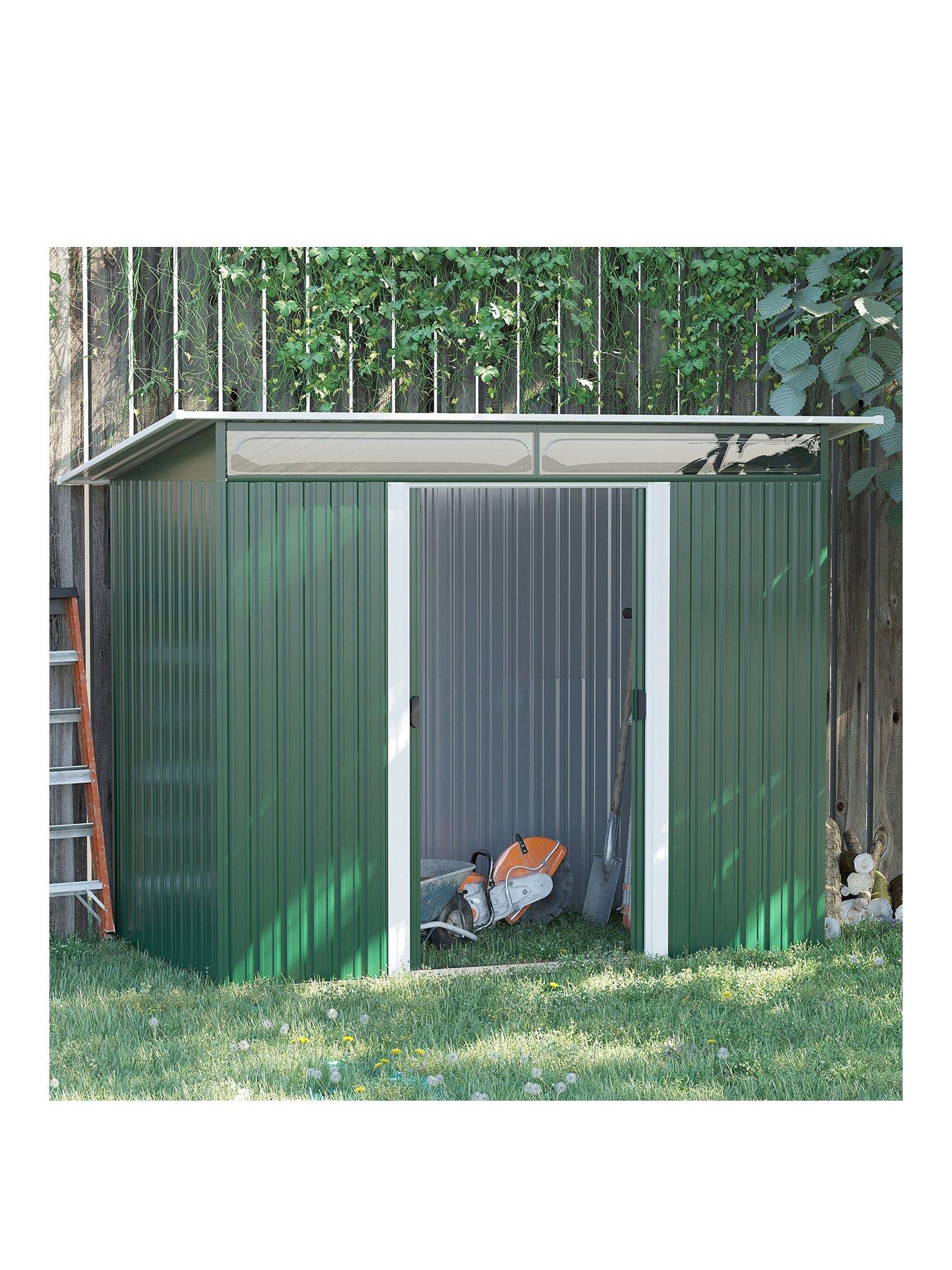 outsunny-85-x-4ft-tilted-roofed-metal-storage-garden-shed-with-lightsky-panels