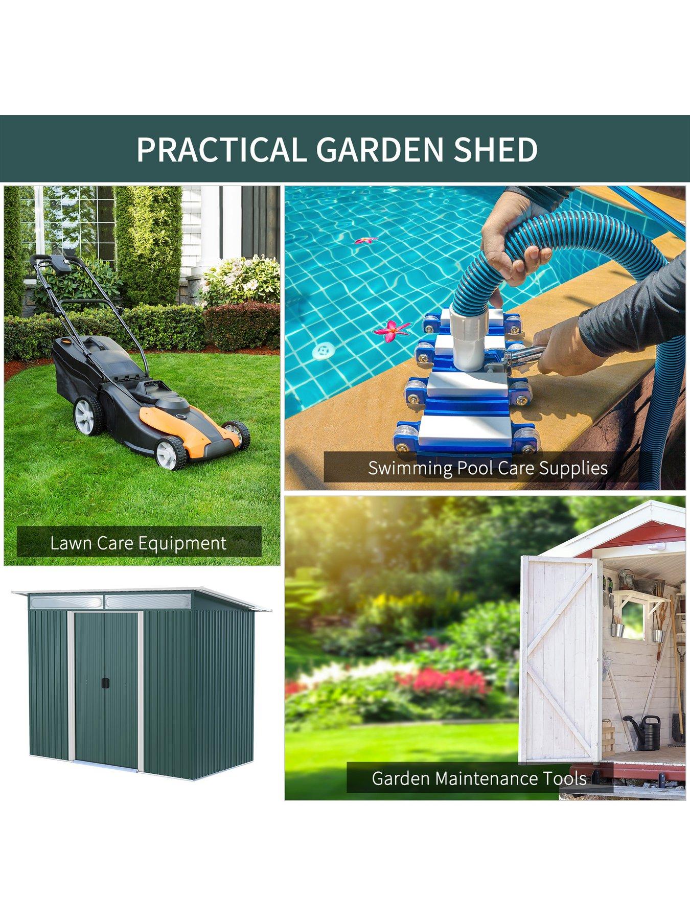 outsunny-85-x-4ft-tilted-roofed-metal-storage-garden-shed-with-lightsky-panelsdetail